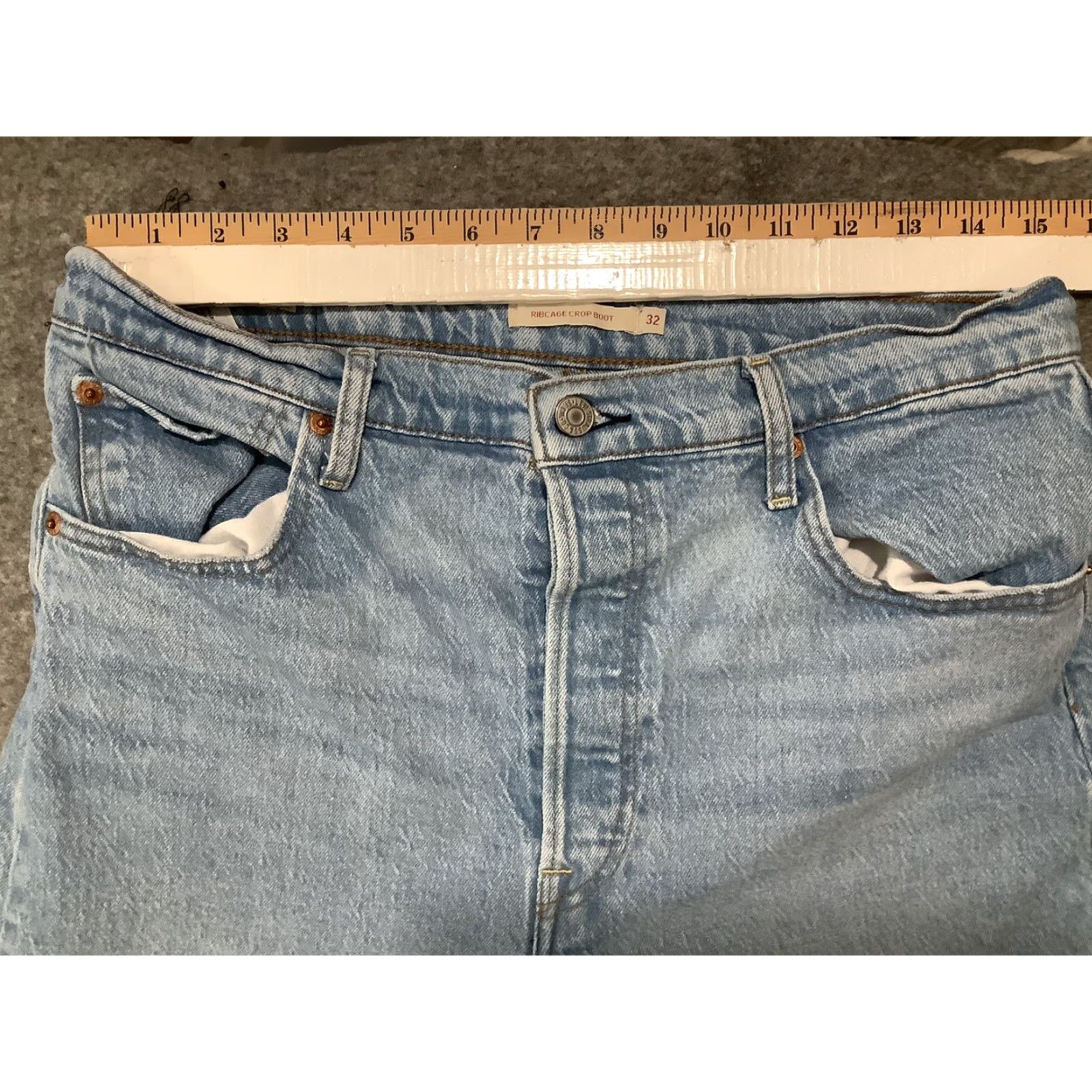 Levi's Levis Pants Denim 32 Light Blue Premium Ribcage Crop Boot Big E Womens Size 24" / US 00 / IT 34 - 7 Thumbnail