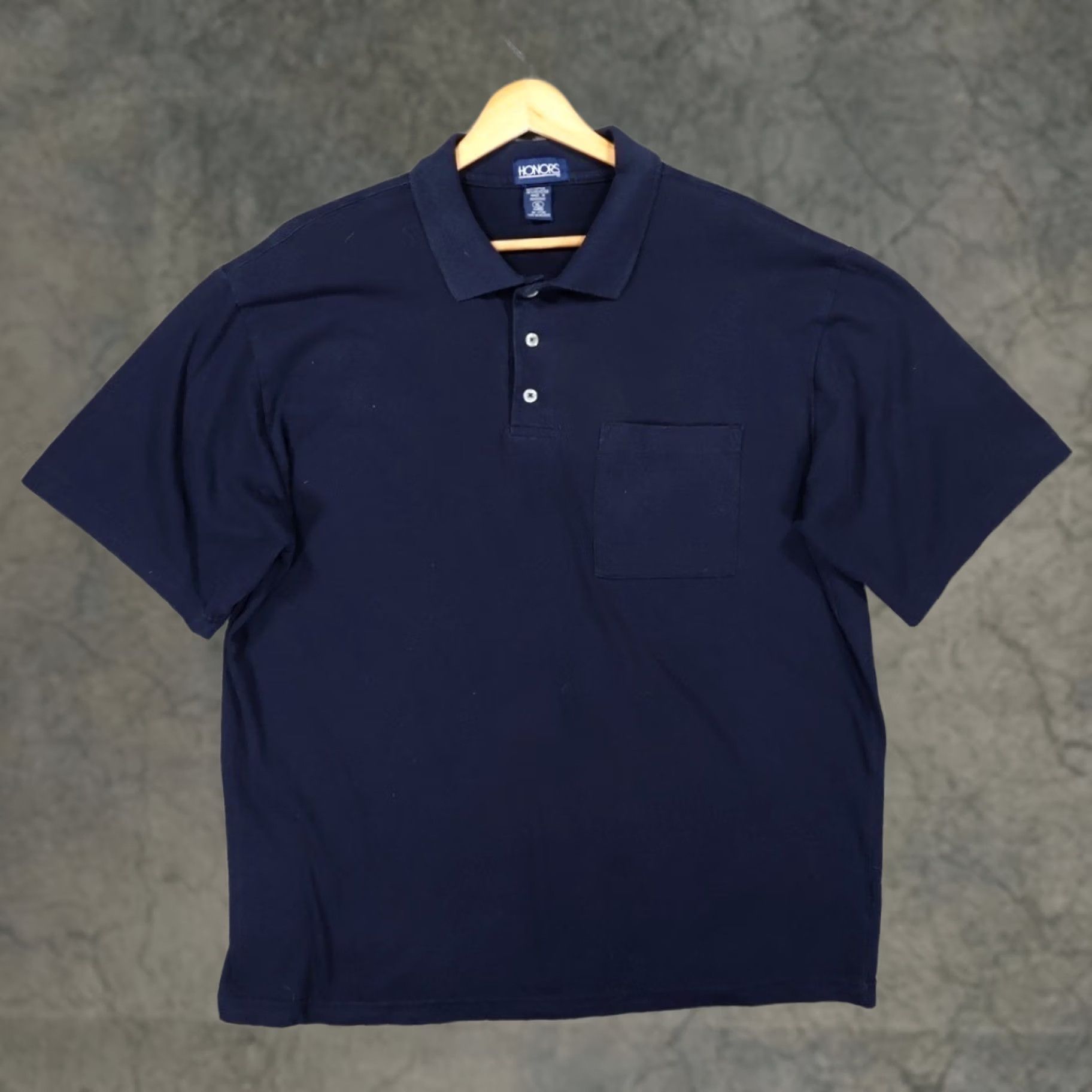 Vintage Honors Shirt Mens XL Polo Navy Excellent Short Sleeve Pocket Solid Size US XL / EU 56 / 4 - 1 Thumbnail