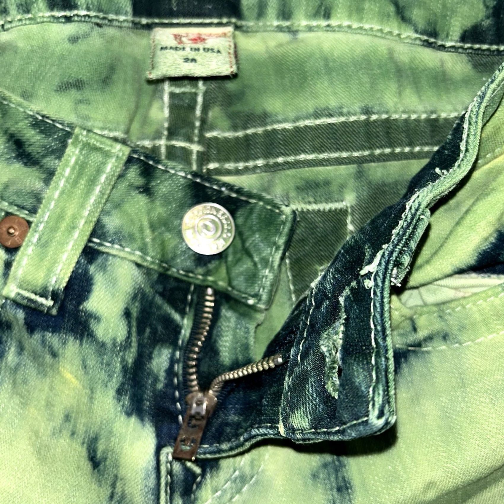 True Religion VINTAGE True Religion Stella Jeans Denim Womens 28x33 USA Green Tie Dye Acid Washed Size 28" / US 6 / IT 42 - 4 Thumbnail