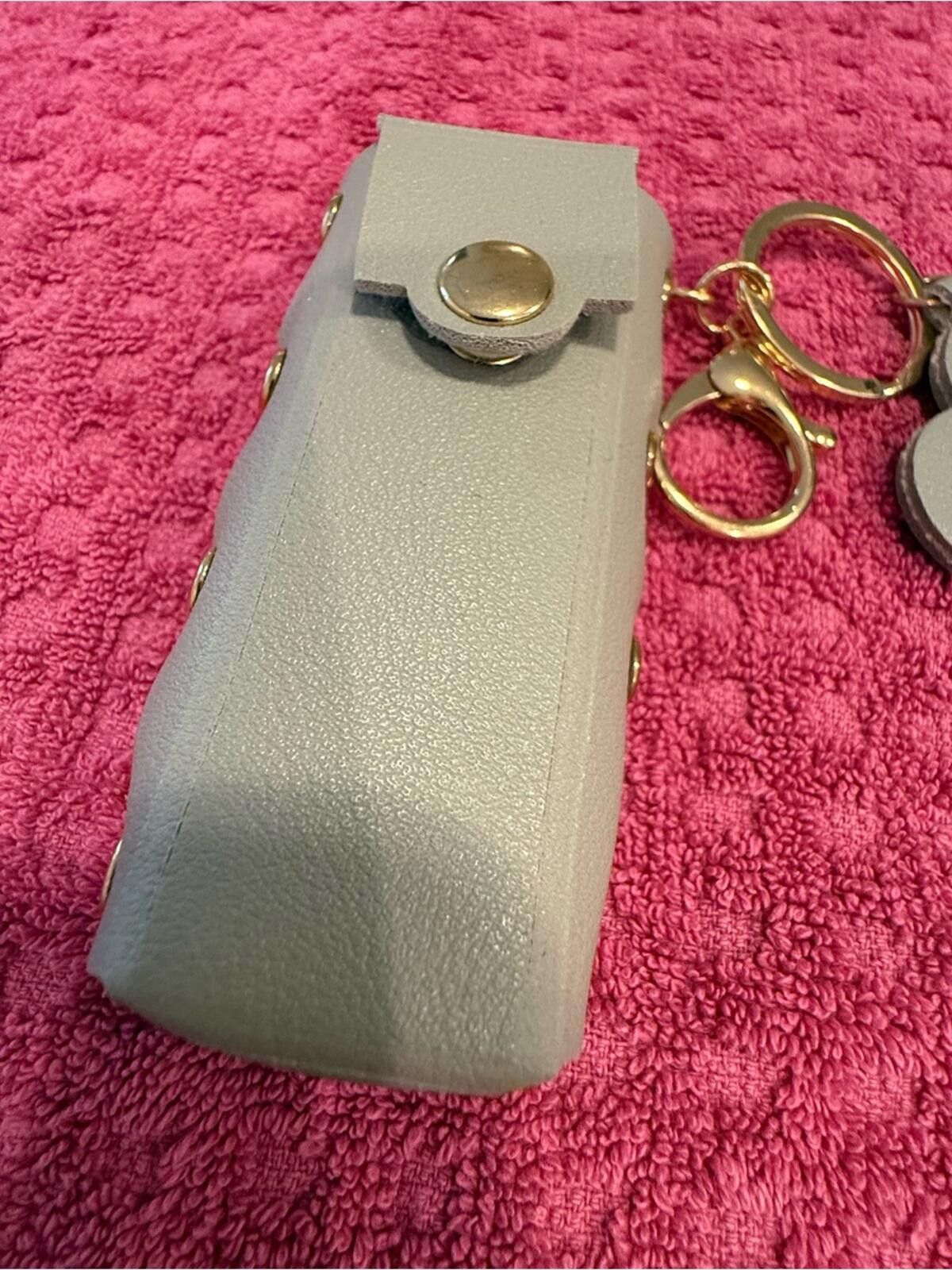 Other Faux leather gray lipstick keychain floral mirror travel Size ONE SIZE - 10 Thumbnail