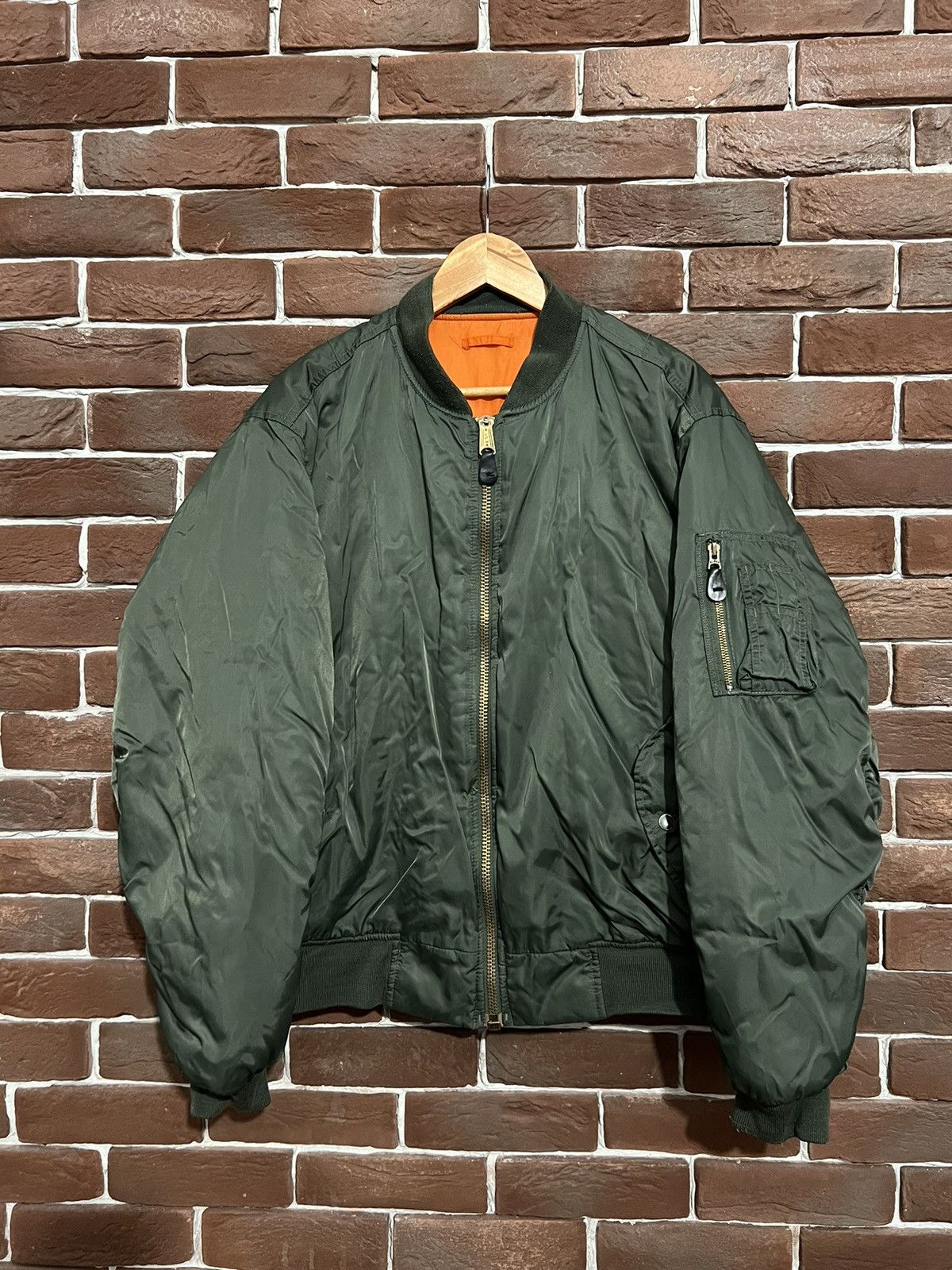 ジャケット・アウター 90s GREENBRIER MA-1 jacket olive LARGE DEADSTOCK】90s Greenbrier Industries MA-1 Flight Jacket