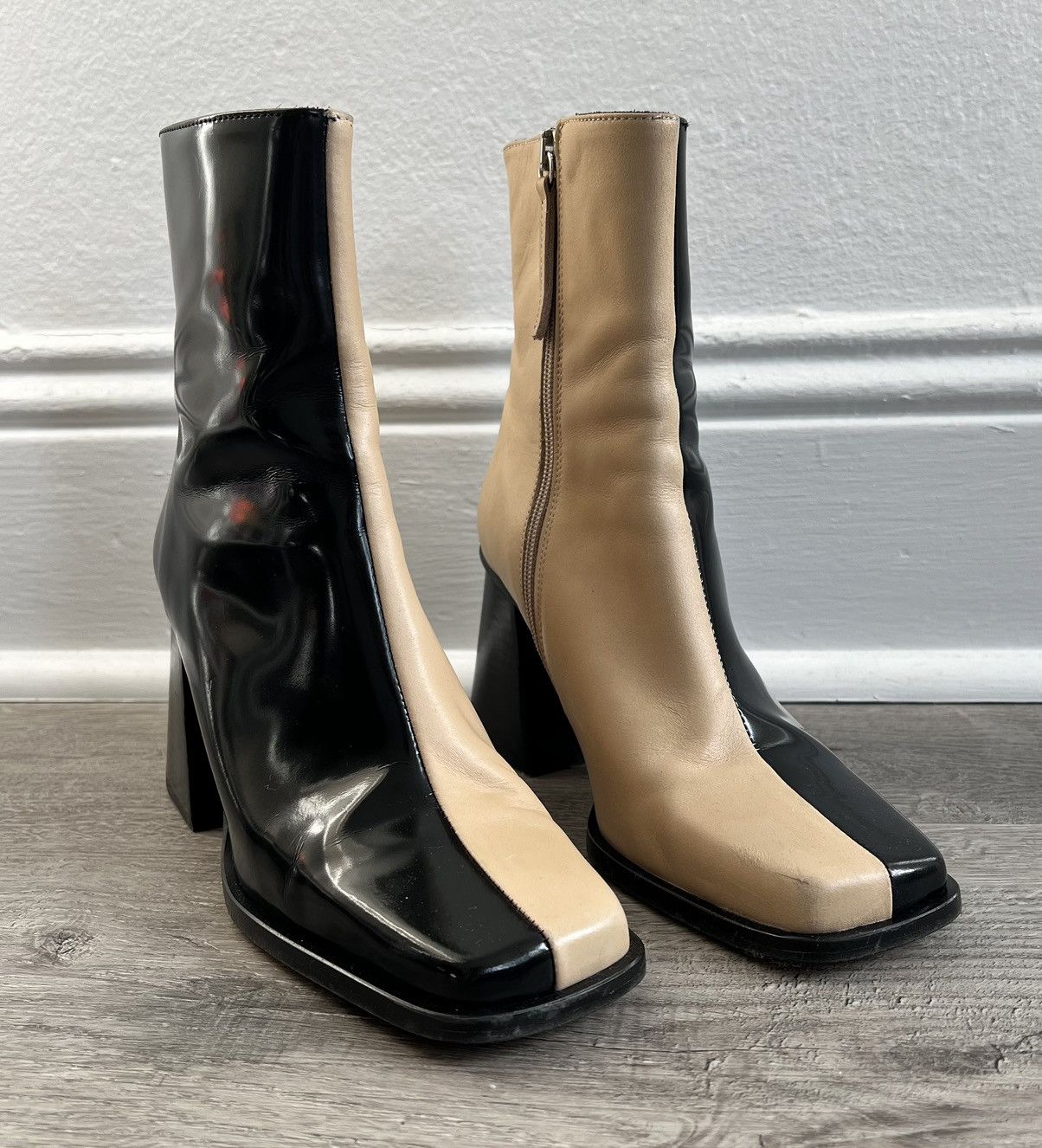 image of Two-Tone Alohas Ankle Boots in Black, Women's (Size 7)