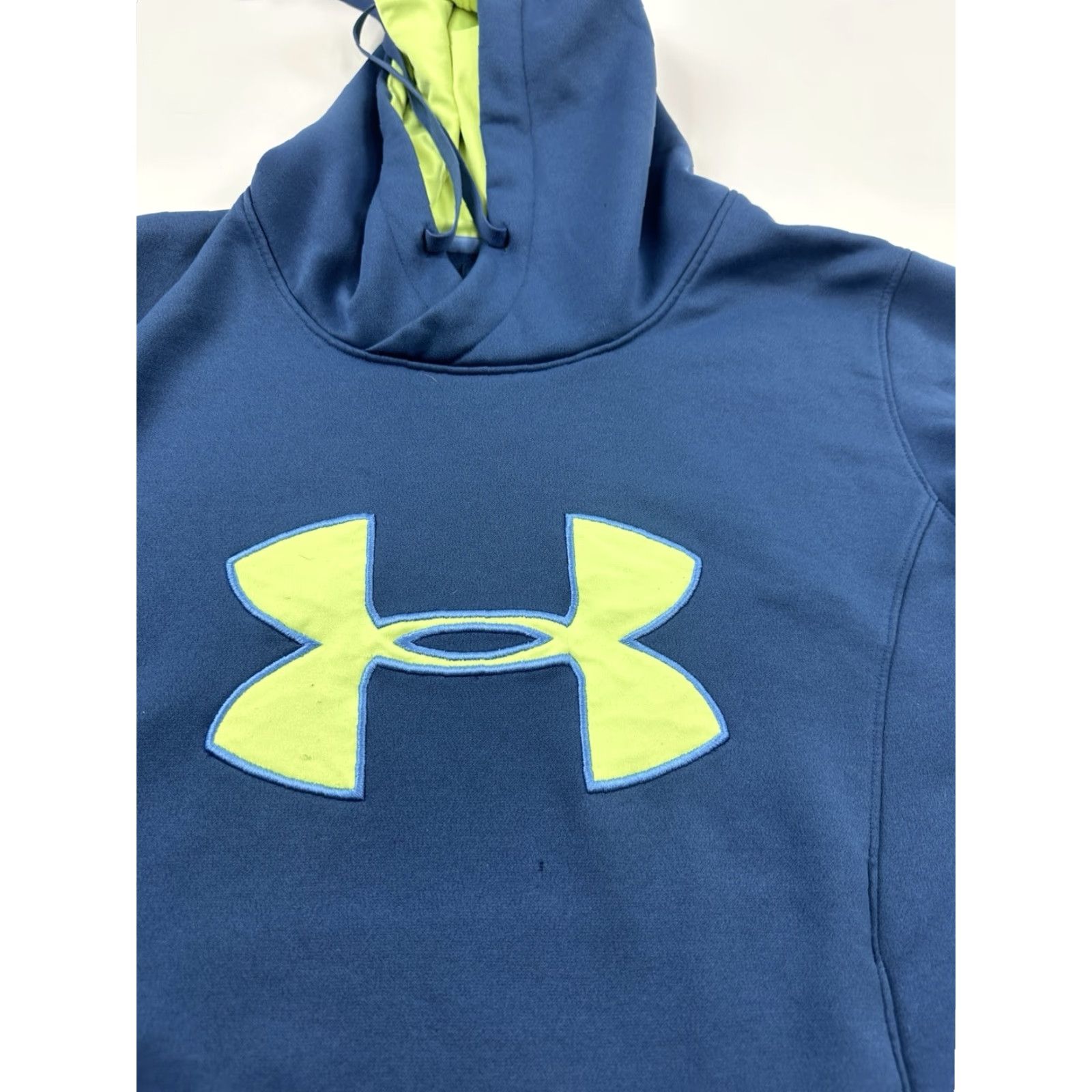 Under Armour Under Armour Hoodie Mens Large Blue Pullover Coldgear Storm Logo Fleece Long Sleeve Hooded Sweatshirt Size US L / EU 52-54 / 3 - 4 Thumbnail