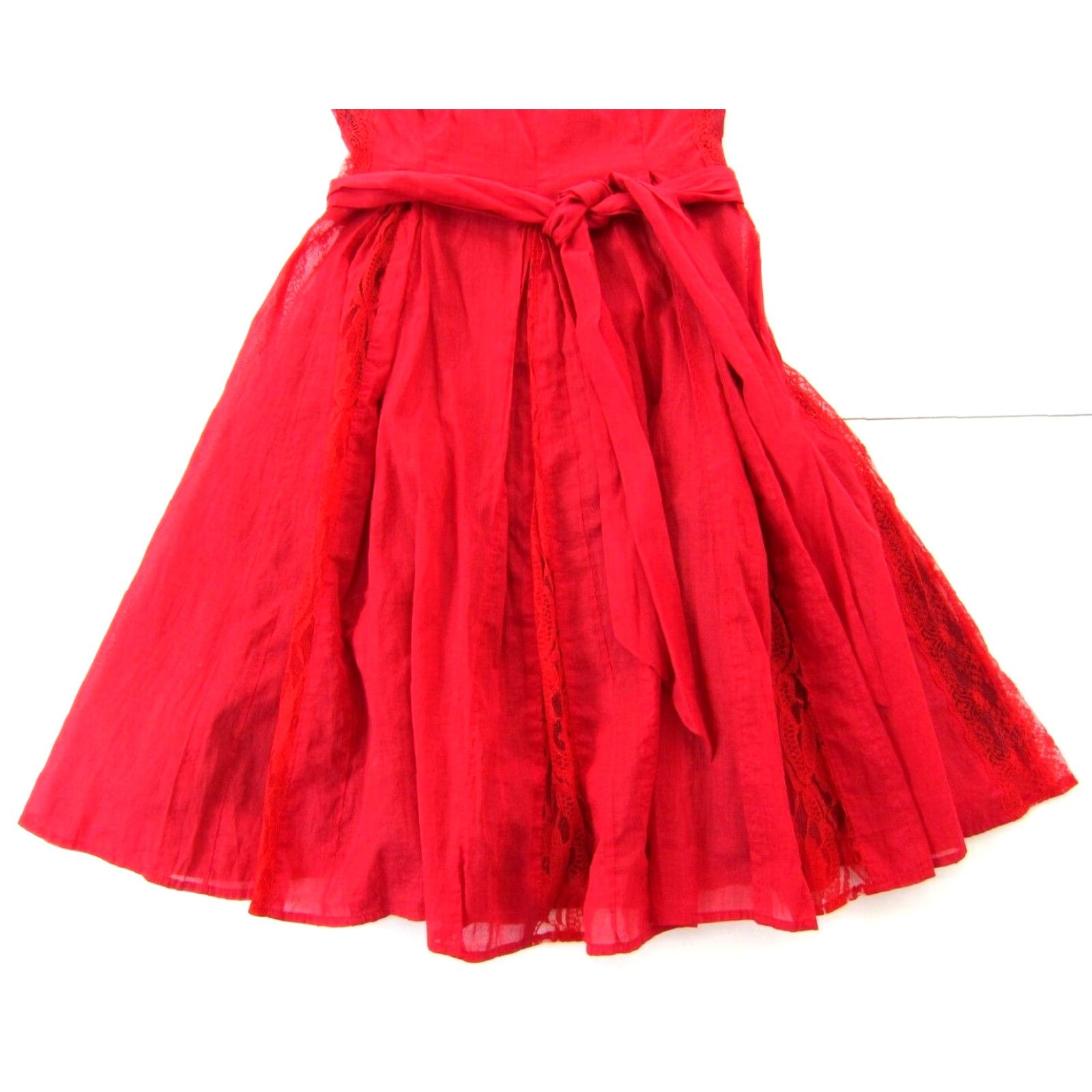 Moulinette Soeurs Anthropologie Red Cotton Lace Strapless Sheath Dress 2