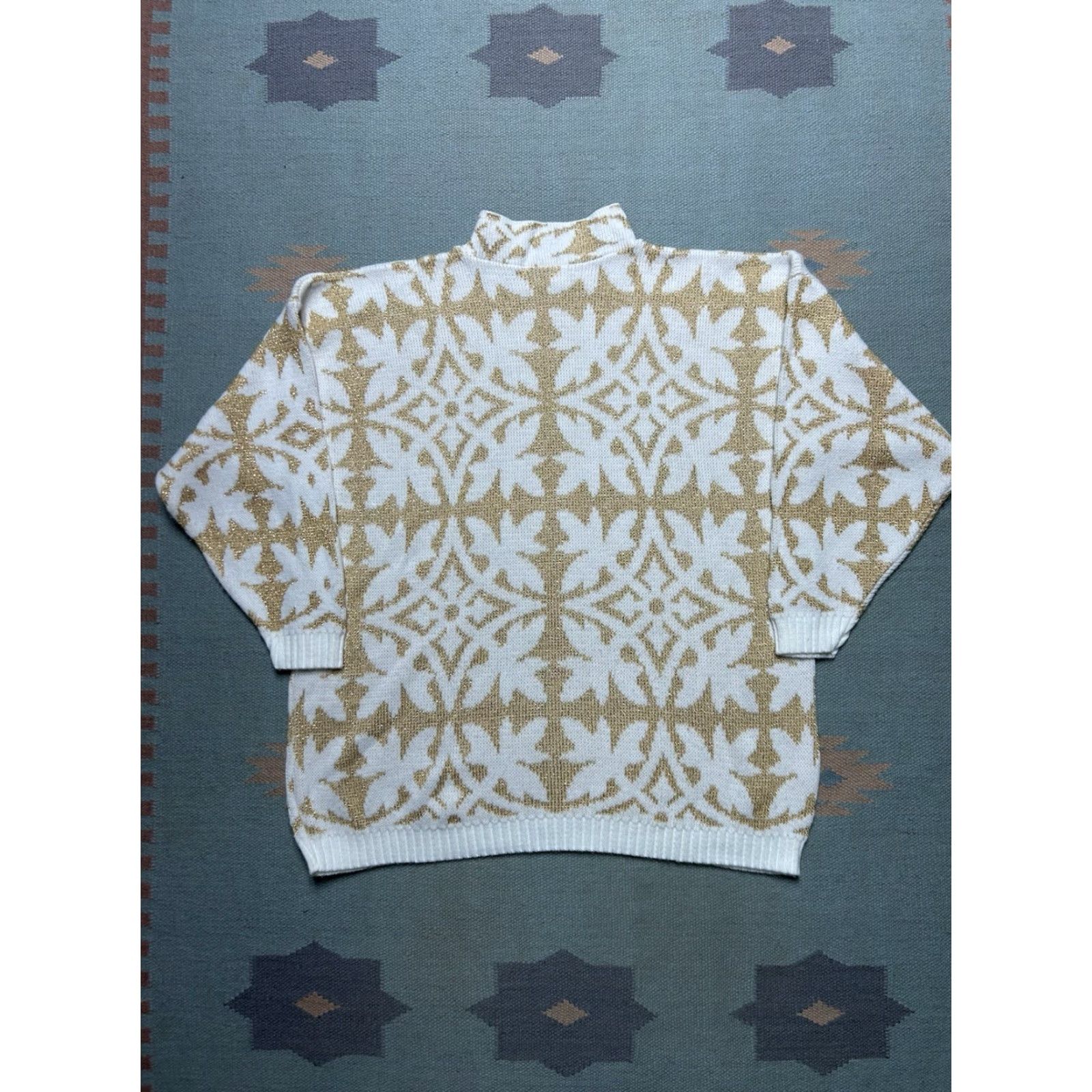 Vintage VINTAGE 80s knit sweater Rose acrylic lurex sparkle snowflake geometric women XL Size XL / US 12-14 / IT 48-50 - 5 Thumbnail