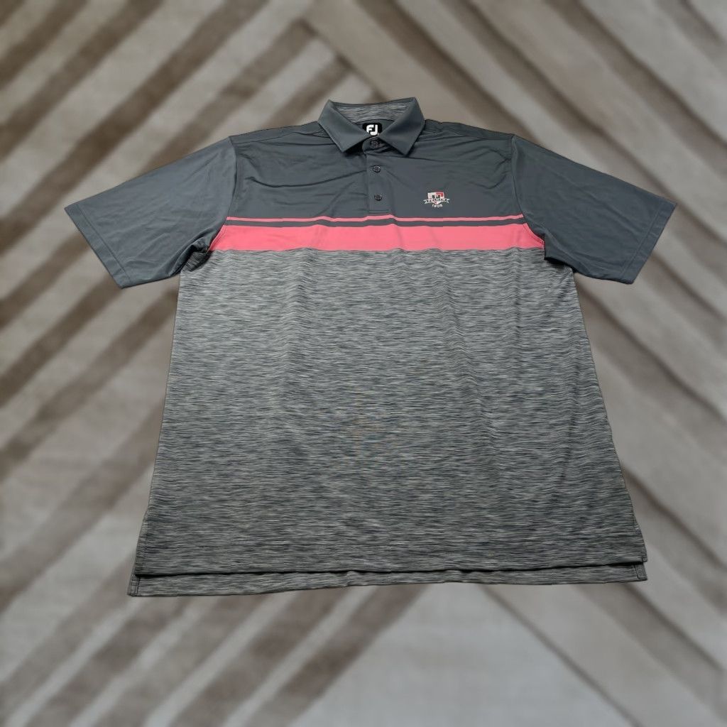 Footjoy FootJoy FJ PELHAM Polo Golf Shirt Striped Pink Gray Mens XL - Polo, FootJoy, Multicolor, Short Sleeve, Collared, Pullover, Golf, Regular, Men, XL Size US XL / EU 56 / 4 - 1 Thumbnail