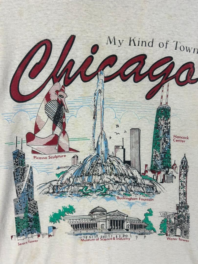 Vintage Vintage 90s Chicago Art Graphic T-shirt / White Size L Size US L / EU 52-54 / 3 - 5 Thumbnail