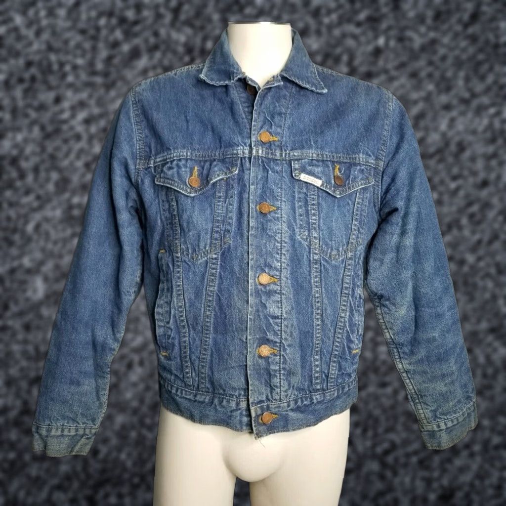 Denime Vintage Shepler's Denim Trucker Jacket M Men Casual Grunge Distressed Well Worn Size US 31 - 1 Thumbnail