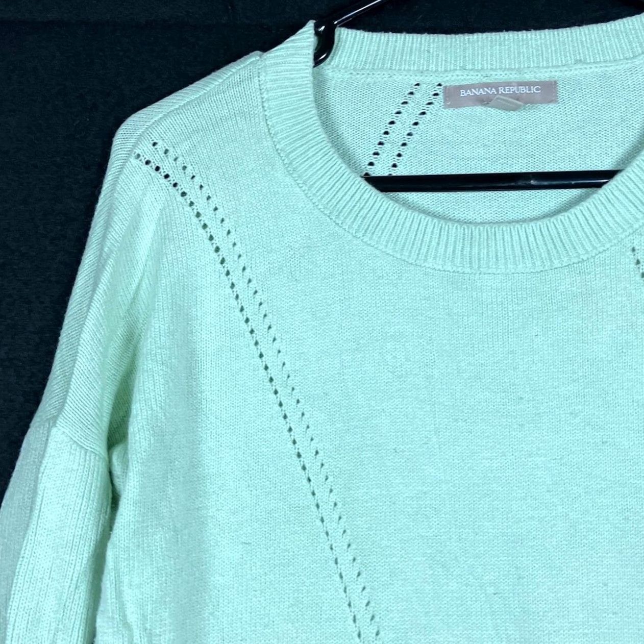 Banana Republic Banana Republic Womens Sweater Mint Green Eyelet Accent Knit Pullover Medium Size M / US 6-8 / IT 42-44 - 4 Thumbnail