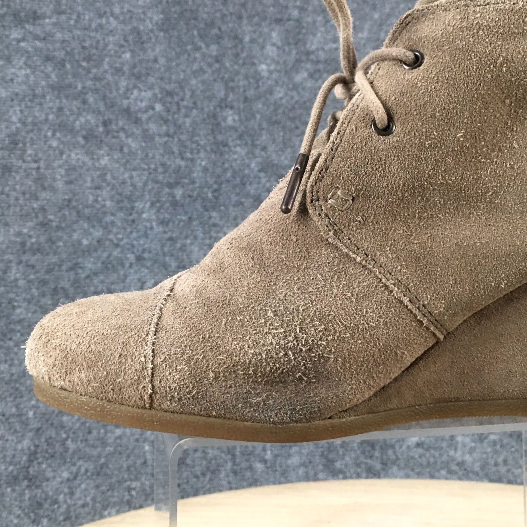 Toms Toms Ankle Booties Womens 10 Brown Kala Lace Up Wedge Heel Casual Leather Shoes 740817 Size US 10 / IT 40 - 4 Thumbnail