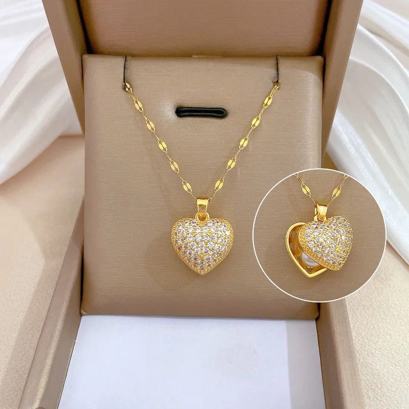 Jewelry Vintage Gold Heart Pearl Necklace Size ONE SIZE - 2 Thumbnail