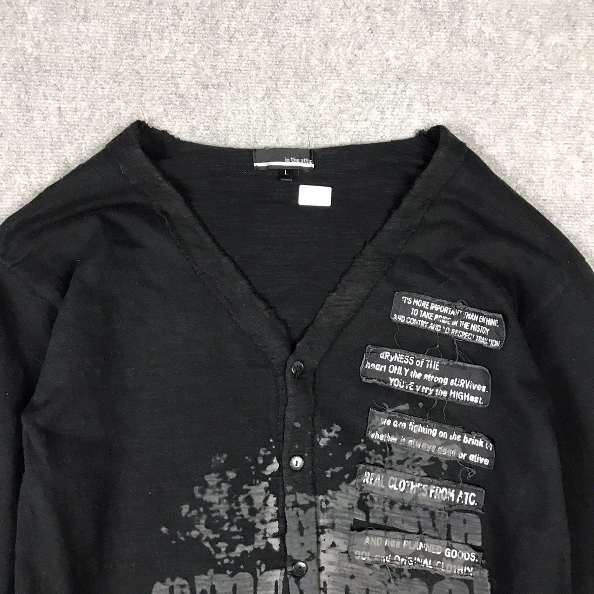 If Six Was Nine IN THE ATTIC PATCHWORK BLACK CARDIGAN PUNK JAPAN JACKET Size US L / EU 52-54 / 3 - 4 Thumbnail