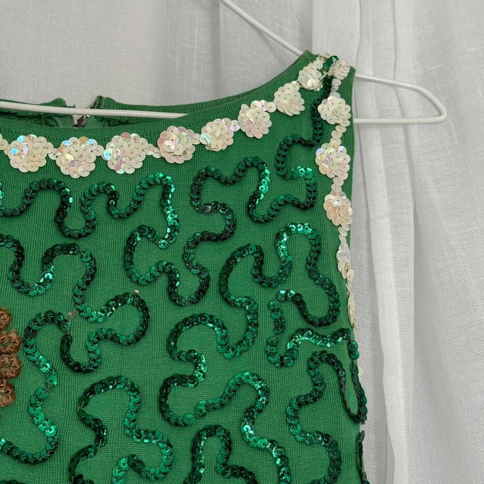 Vintage ✿ ⋆ 𓆩♡𓆪 Vintage Green Sequin Fringe Bodysuit 𓆩♡𓆪 ⋆ ✿ Size M / US 6-8 / IT 42-44 - 6 Thumbnail