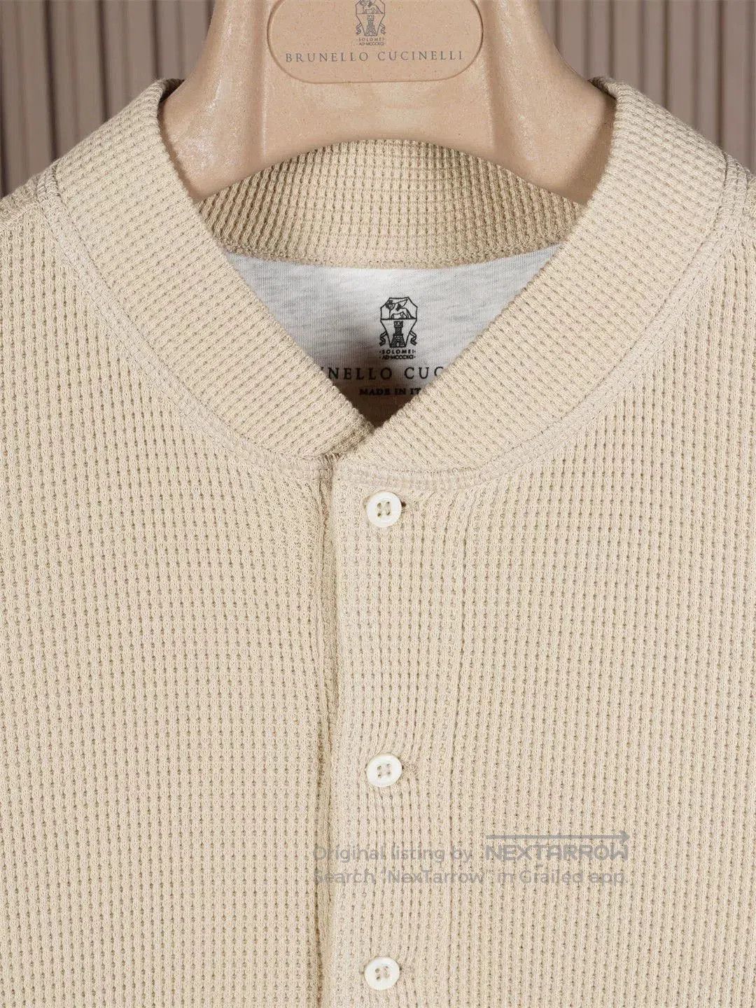 Brunello Cucinelli Brunello Cucinelli Men's Waffle Henley Short Sleeve. Size US M / EU 48-50 / 2 - 3 Thumbnail