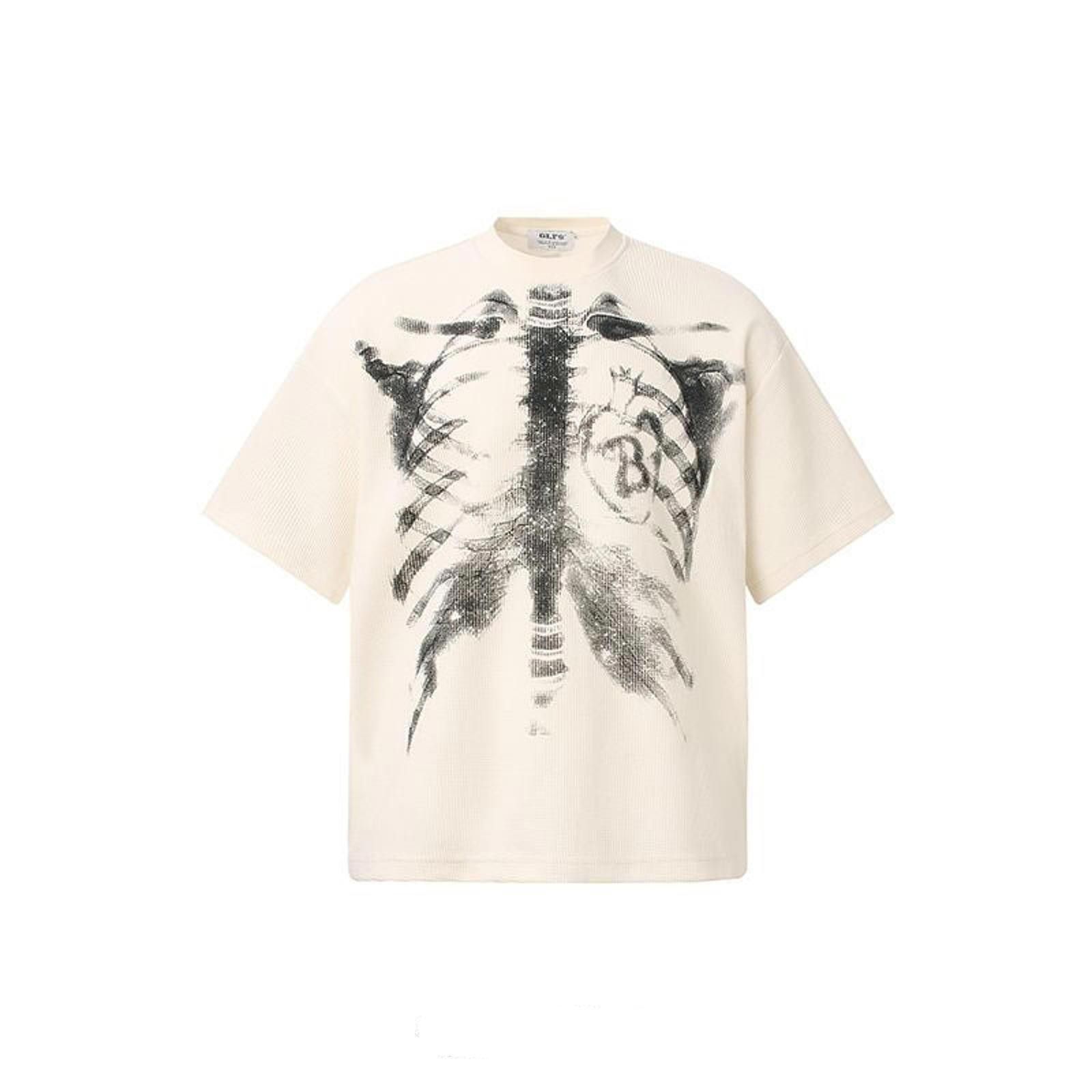 Vintage Cream Oversized Skeleton Graphic T-Shirt, Short Sleeve Size US M / EU 48-50 / 2 - 1 Thumbnail