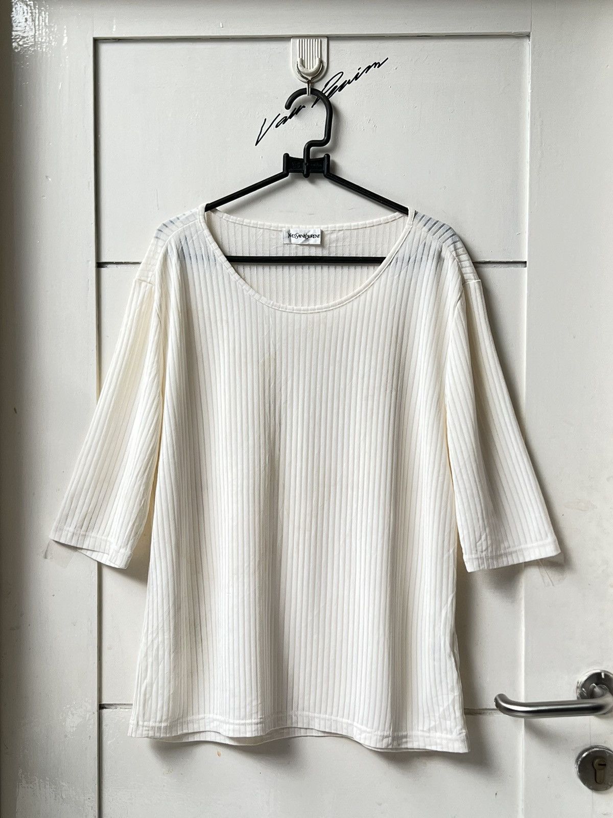 Yves Saint Laurent Yves Saint Laurent White Pleats T-shirt Size US S / EU 44-46 / 1 - 1 Thumbnail