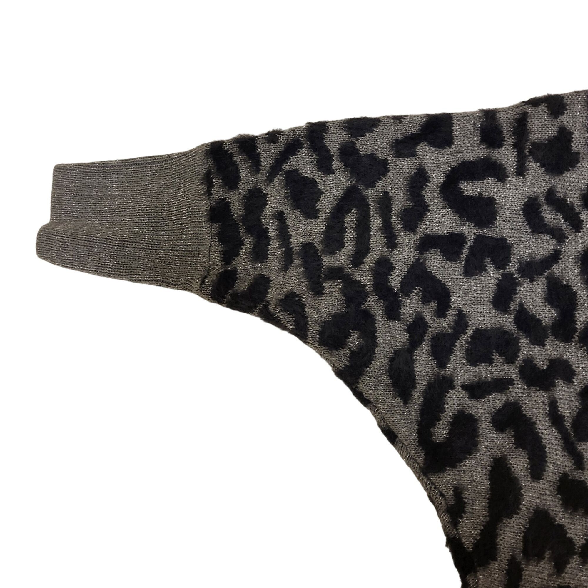 Jennifer Lopez Jennifer Lopez Sweater Womens Medium Gray Animal Leopard Pri Size XL / US 12-14 / IT 48-50 - 9 Thumbnail