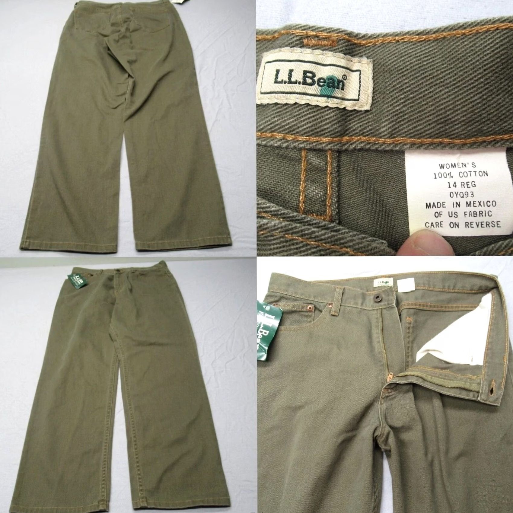 Vintage L.L.Bean Jeans Womens 14W Green Wide-Leg Cotton Blend Pants Classic Fit 30in Inseam 32in Waist NWT Size 36" / US 14 / IT 50 - 2 Thumbnail