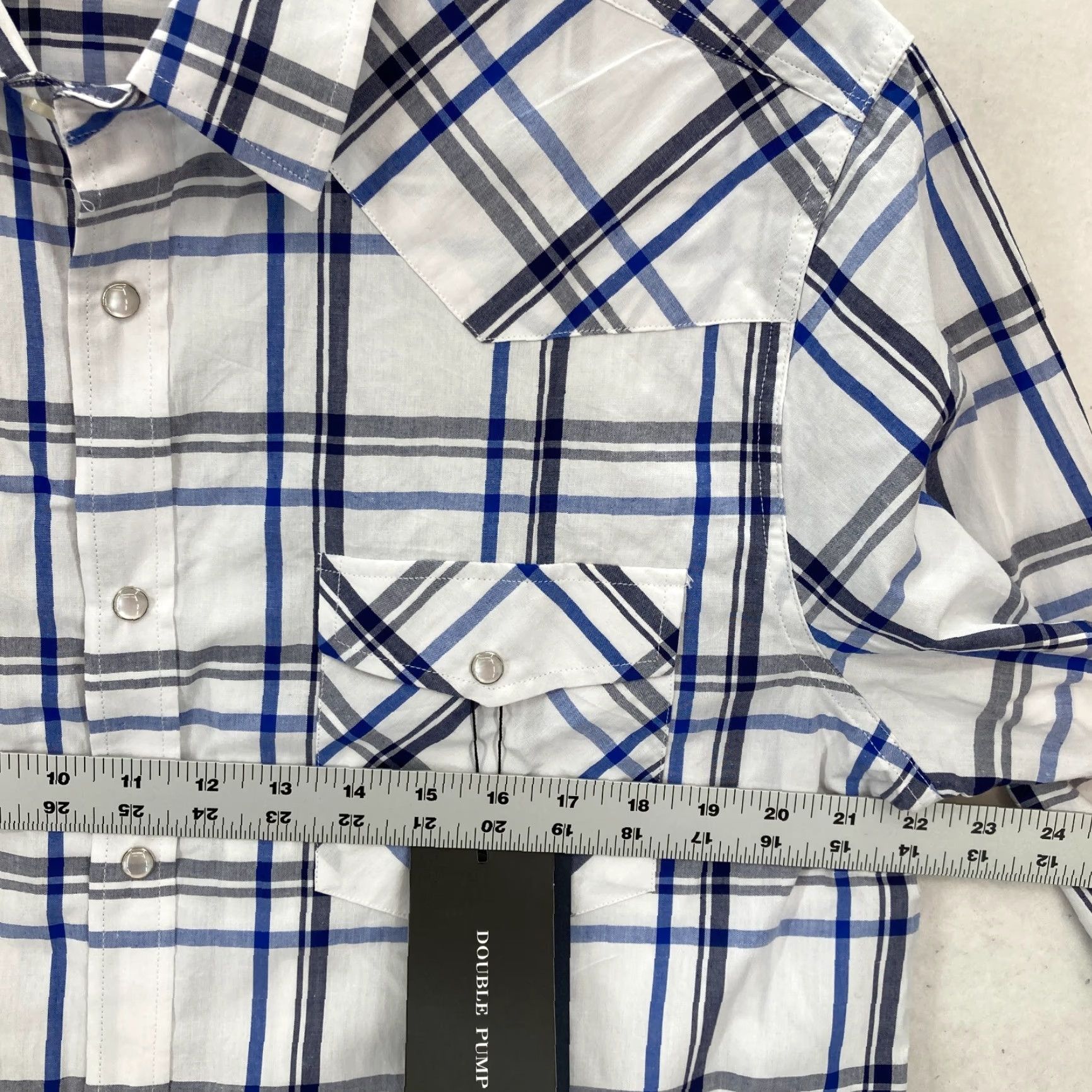 Doublet Double Pump Western Shirt Mens Large Blue Plaid Pearl Snap Cowboy Rodeo Button-Up Shirt Size US L / EU 52-54 / 3 - 6 Thumbnail