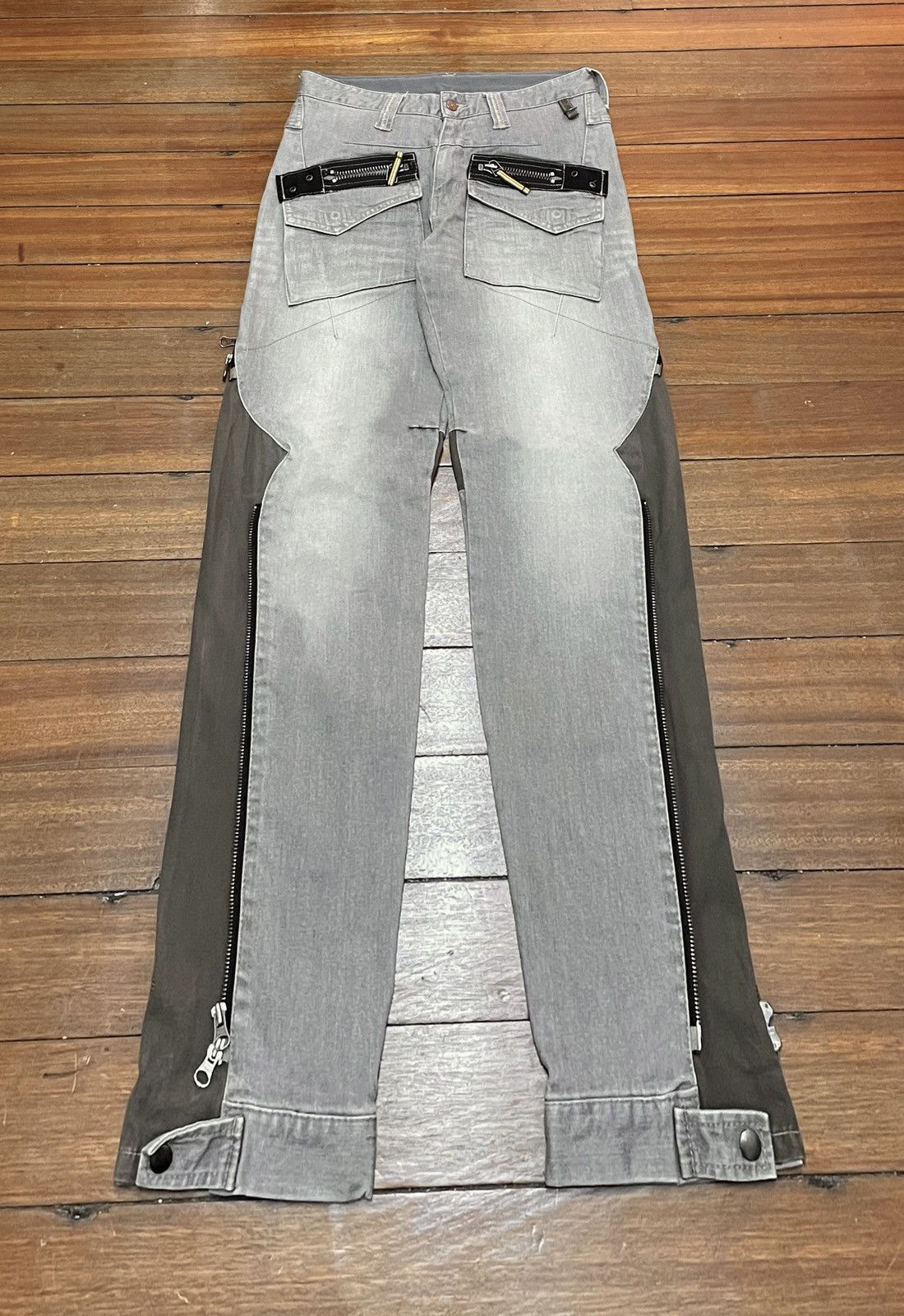 14th Addiction × Le Grande Bleu (L.G.B.) × PPFM Very Rare Design Vintage PPFM Zipper Tactical Jeans 1990s Size US 30 / EU 46 - 2 Thumbnail