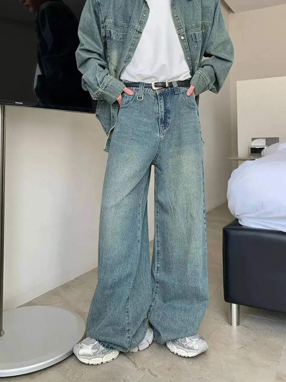Japanese Brand Retro casual straight leg wide leg jeans Size US 32 / EU 48 - 1 Thumbnail