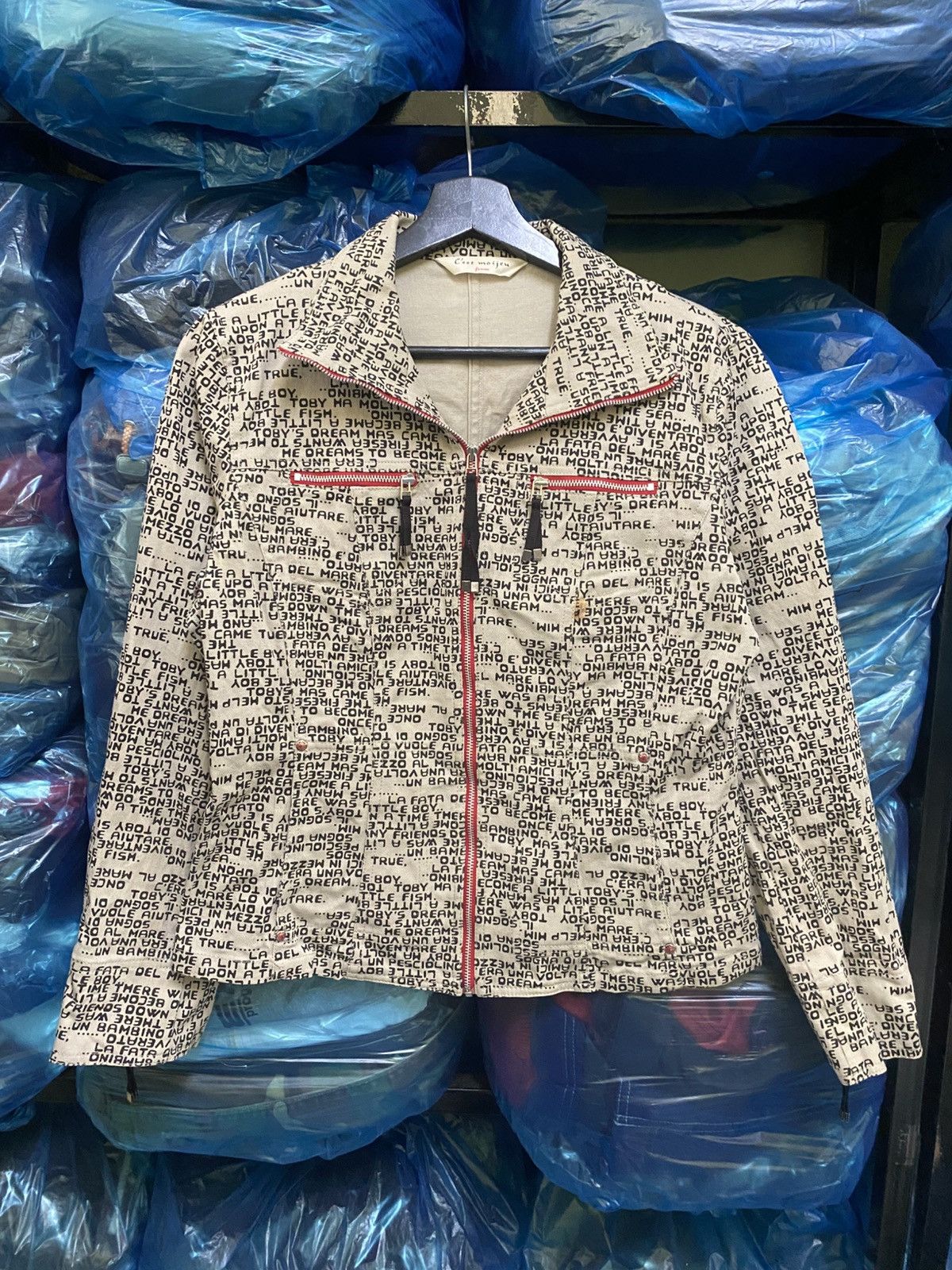 Vintage Vintage C’est moi jeu femme Text Print Jacket Red Zippers Size M / US 6-8 / IT 42-44 - 3 Thumbnail