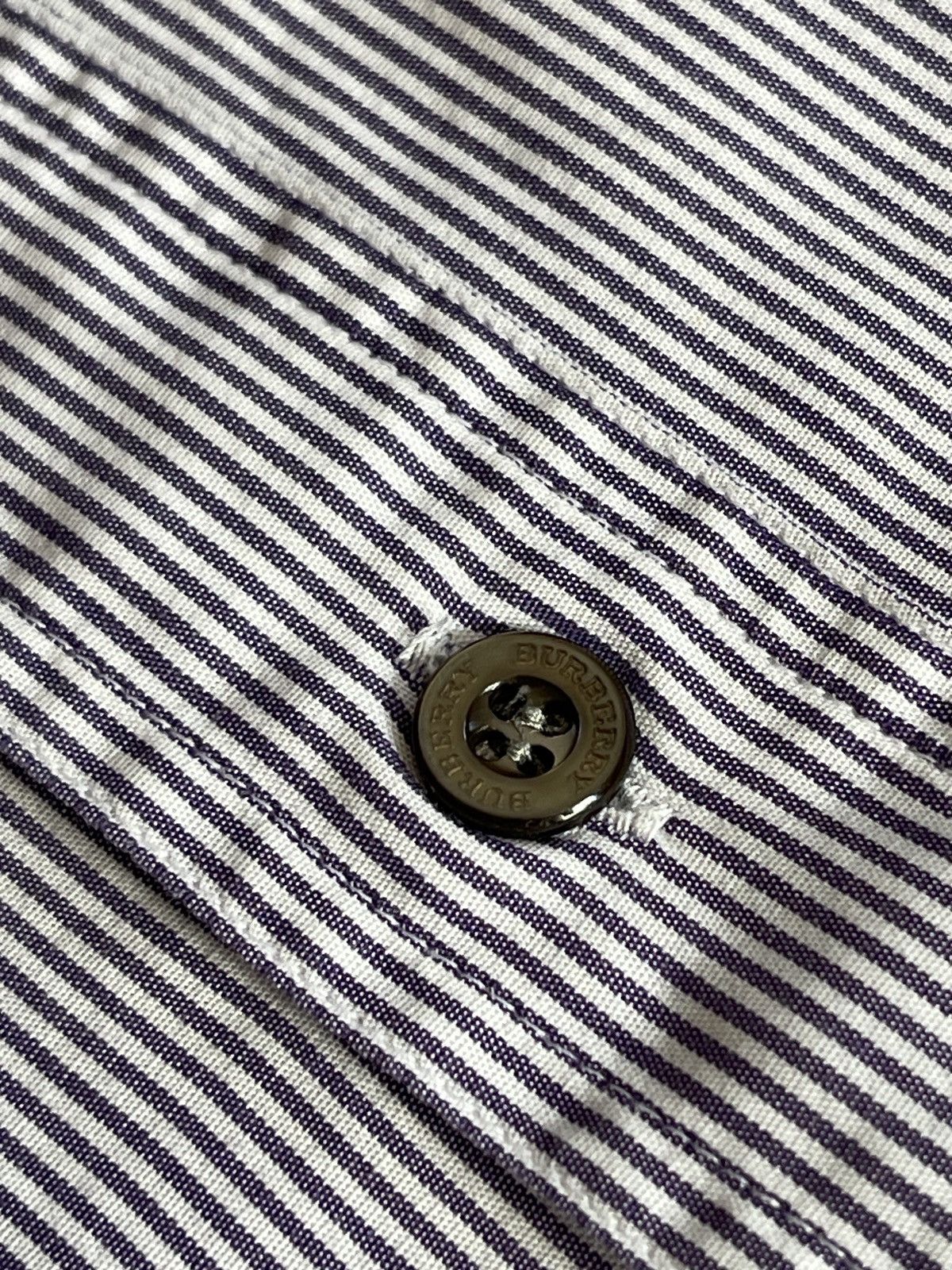Burberry Burberry London Men's Button-Up Shirt XL Purple White Striped Size US XL / EU 56 / 4 - 11 Thumbnail