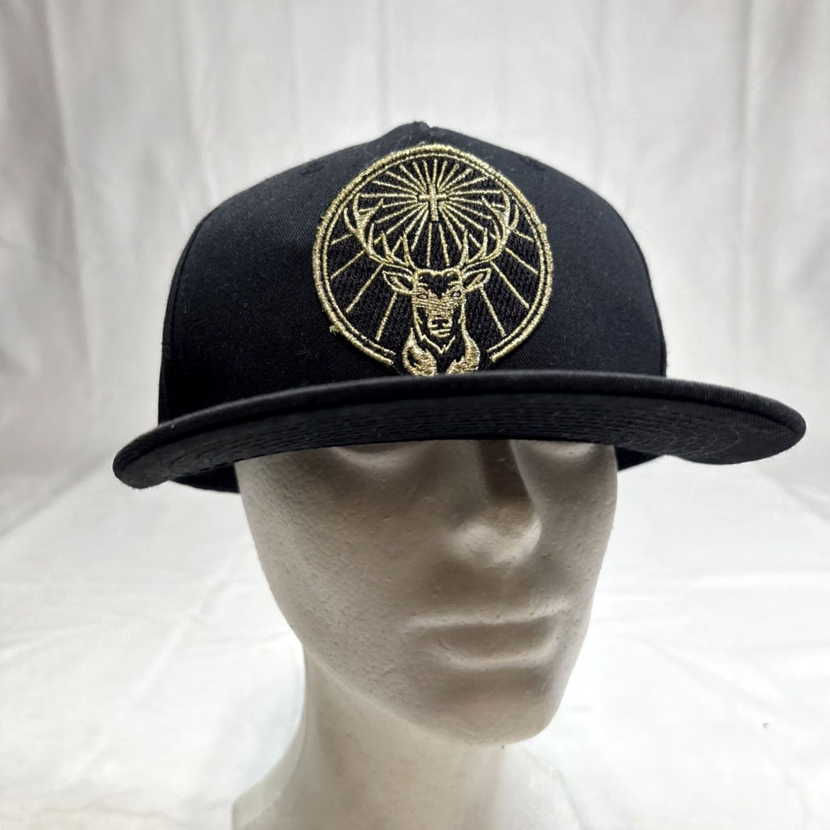 Jaeger Jagermeister Flat Brim Hat Black Logo SnapBack Jager Shot Alcohol Spirits Men One Size Black Sn apback Snapback Jaeger Field 90s Vintage Size ONE SIZE - 2 Thumbnail