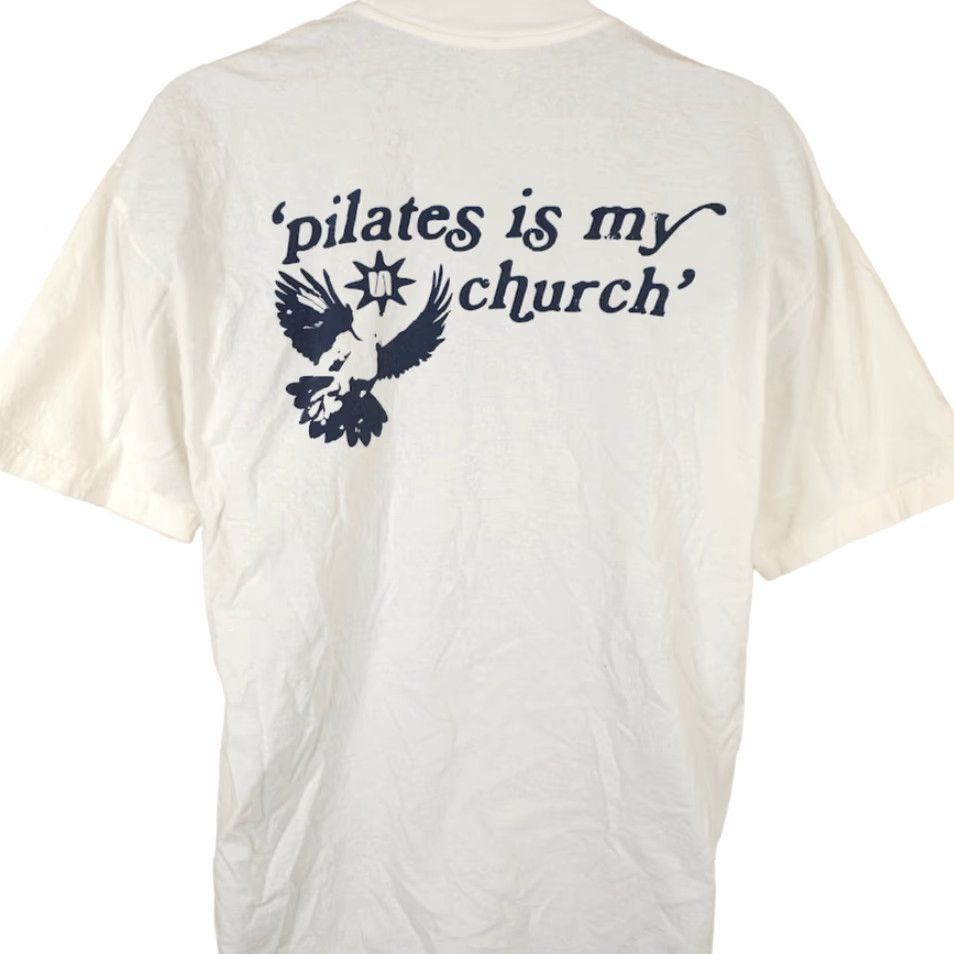 Los Angeles Apparel Pilates Is My Church Shirt Mens Size Large White Made In USA Sunday Service Size US L / EU 52-54 / 3 - 4 Thumbnail