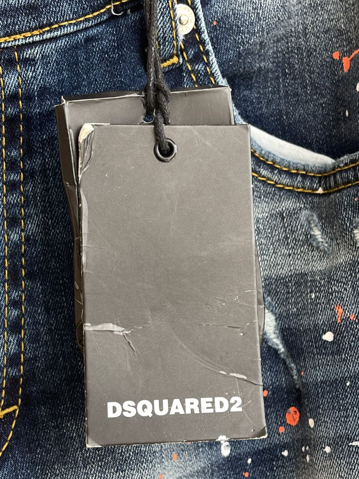 Dsquared2 Icon Slim Jean Distressed Wash Denim Paint-Splattered Jeans Size US 32 / EU 48 - 16 Thumbnail