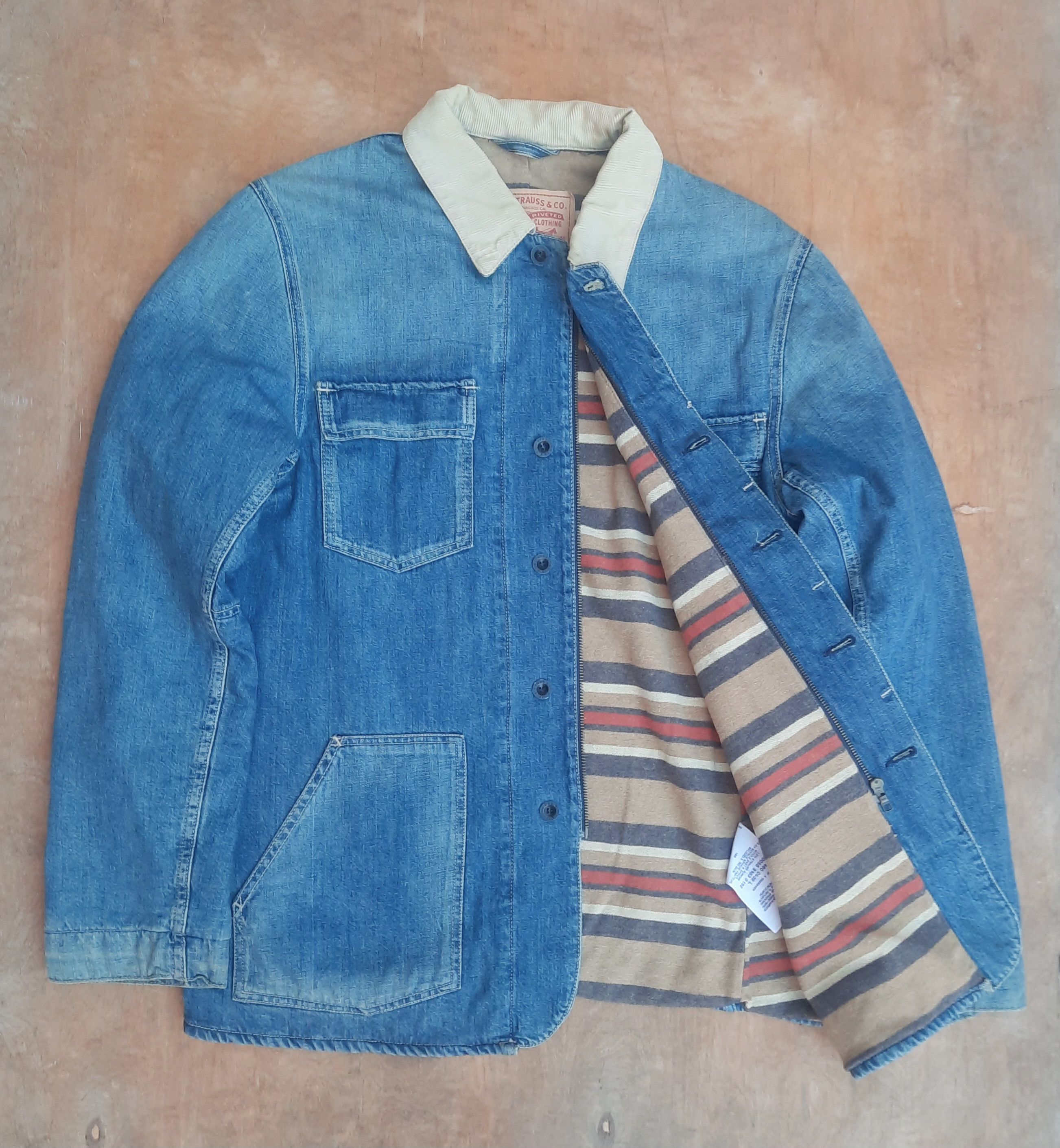 Levi's Vintage Clothing Chore Coat Denim Jacket blanket lined Corduroy Collar Size US L / EU 52-54 / 3 - 2 Thumbnail
