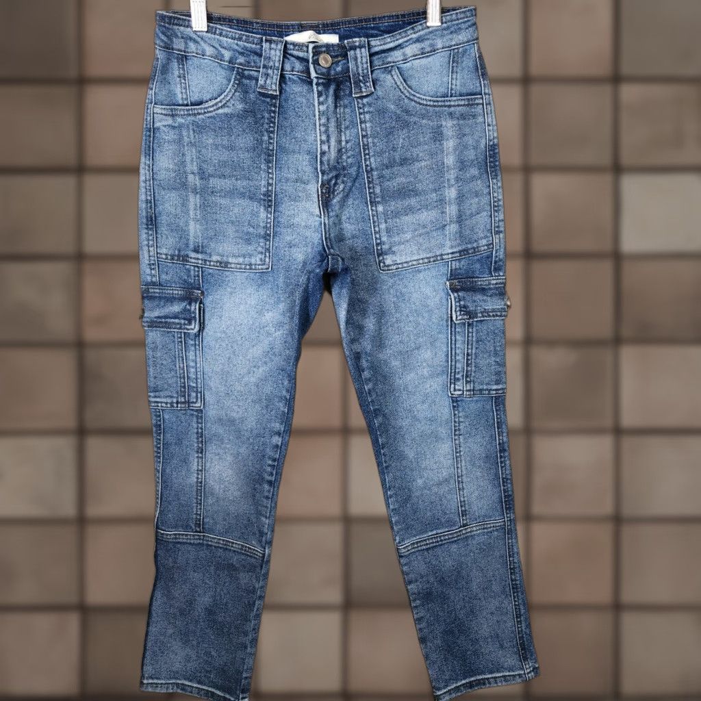 Vintage KanCan Huntsville High Rise Cargo Slim Straight Medium Wash Jeans Size 26/5-26 Women Size 26" / US 2 / IT 38 - 1 Thumbnail