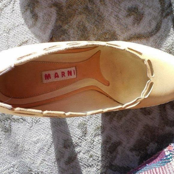 Marni MARNI Cutout Leather Pumps Nude Pointed Toe Platform Heels S Size US 5 / IT 35 - 7 Thumbnail
