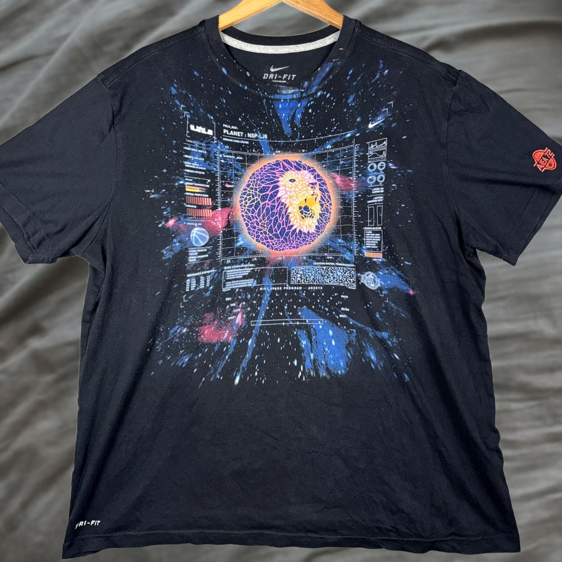 Nike Nike LeBron James Area 72 All Star Game 2013 Lion Shirt 2XL Mens Black Short Sleeve Nike Dri-FIT Crewneck Graphic Print with Logo Size US XXL / EU 58 / 5 - 1 Thumbnail