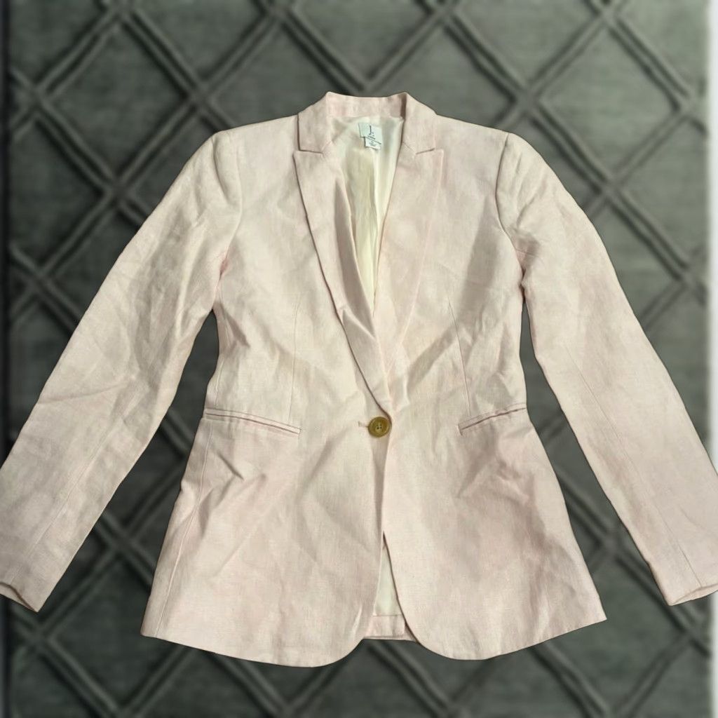 J. Crew Blazer Women One Button Linen Light Pink Size 0