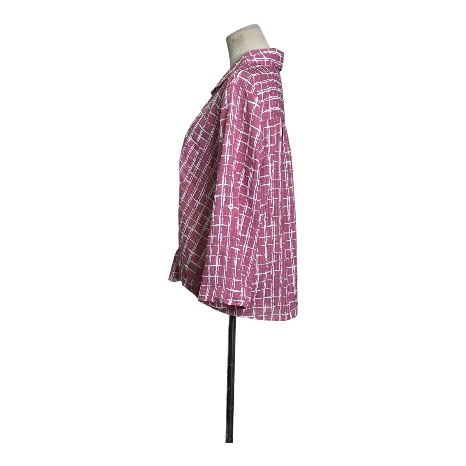 REVOLVE Jon & Anna pink plaid buttoned front tie shirt size Large Size L / US 10 / IT 46 - 7 Thumbnail