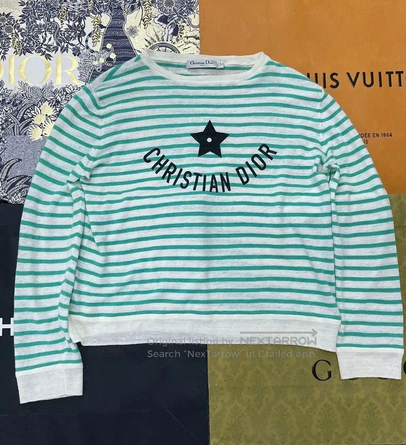 Dior Green Striped Star Knit Top.