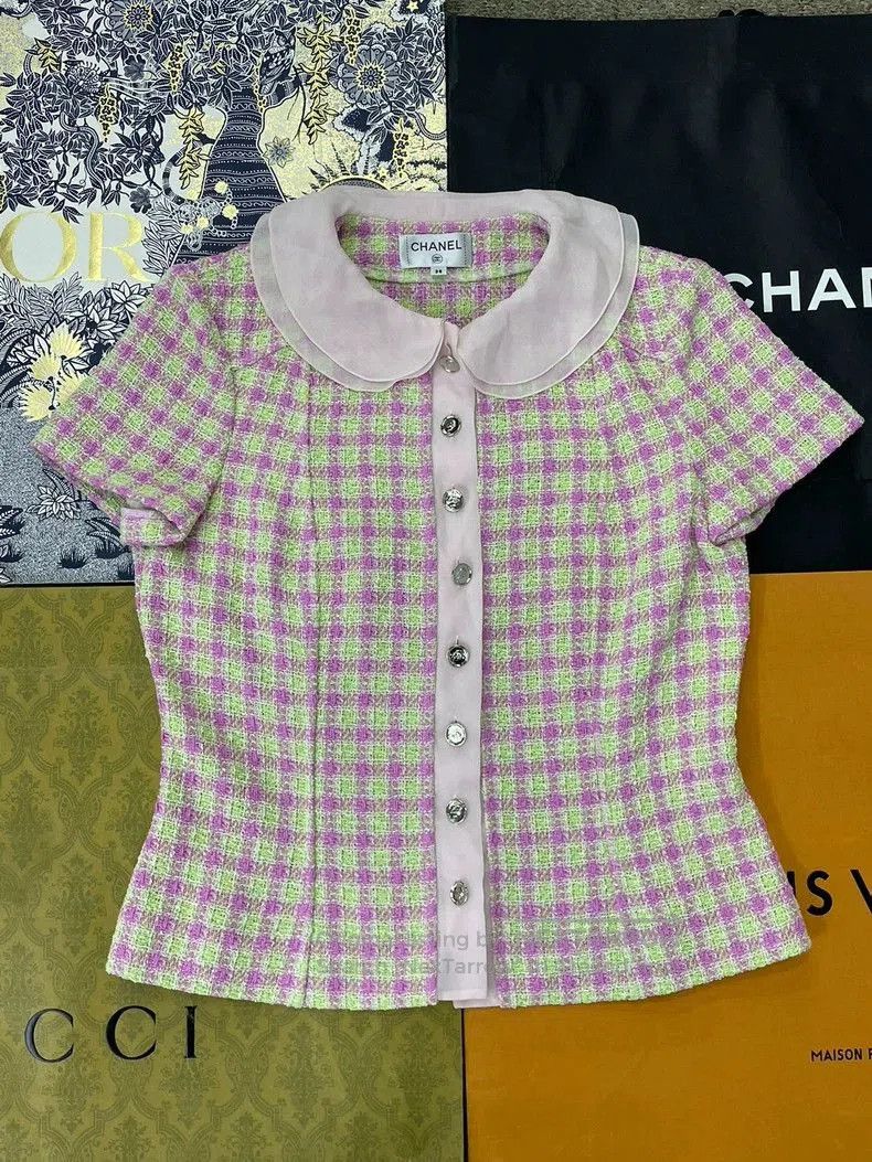 Chanel Chanel 25S Pink Plaid Short Sleeve Jacket. Size US M / EU 48-50 / 2 - 1 Thumbnail