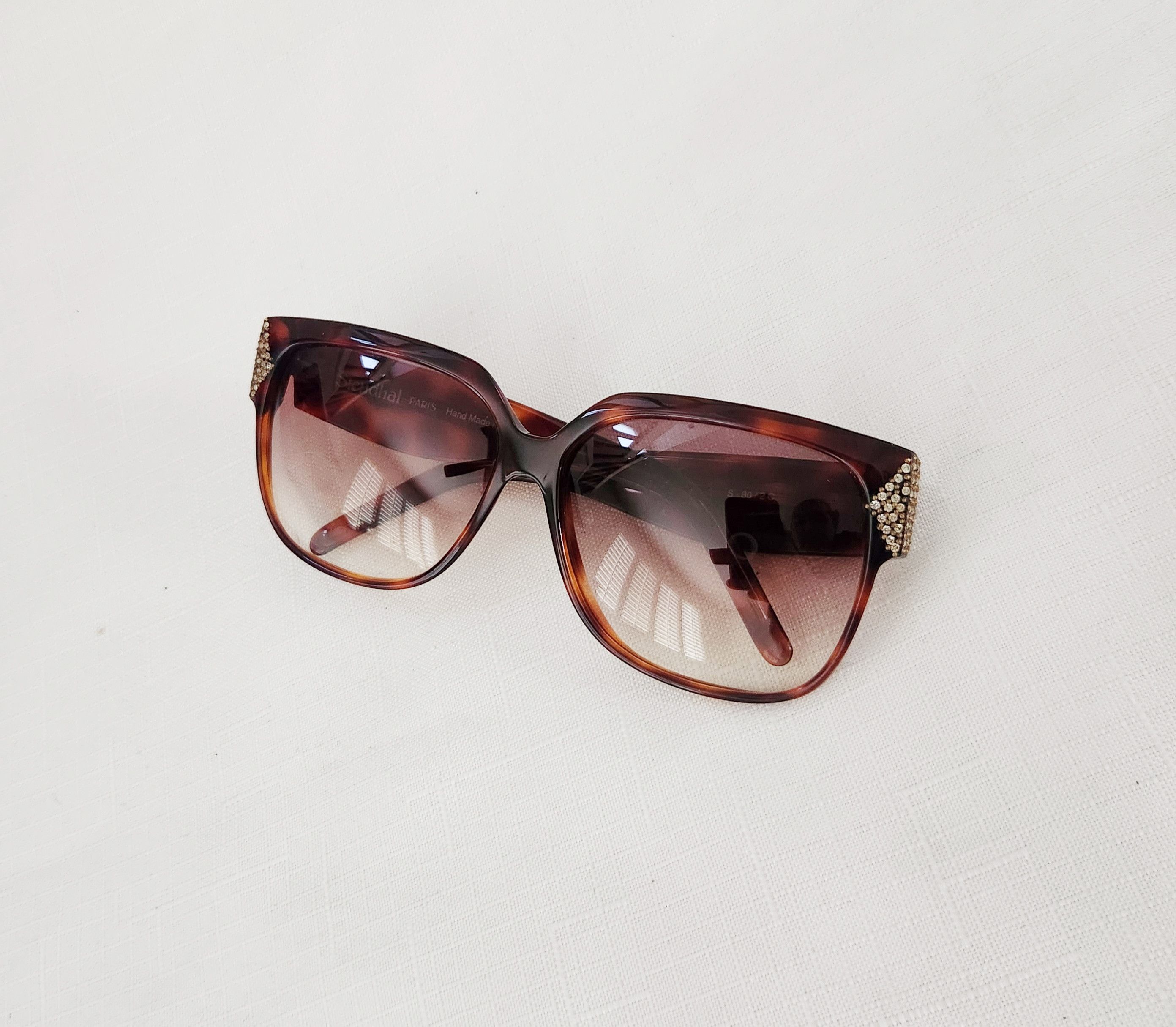 Designer × Vintage Stendhal Vintage Sunglasses Tortoise shell with Rhinestones Size ONE SIZE - 1 Thumbnail