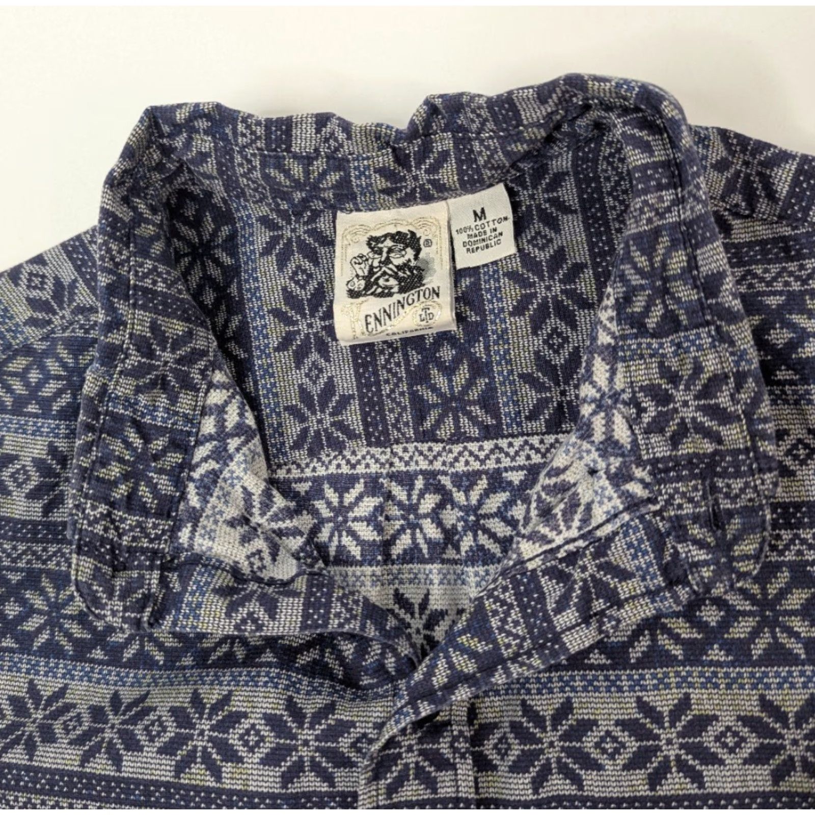 Vintage Kennington Shirt Men’s Medium Blue Geometric Cotton Button-Down Short Sleeve Casual Workwear Vintage: No Size US M / EU 48-50 / 2 - 6 Thumbnail