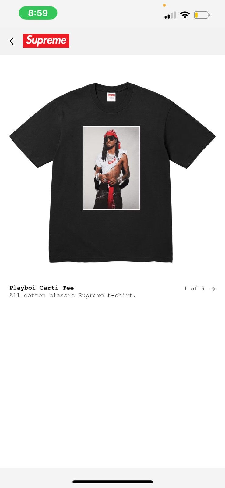 Supreme Supreme x Playboi Carti Black Large T-shirt | Grailed
