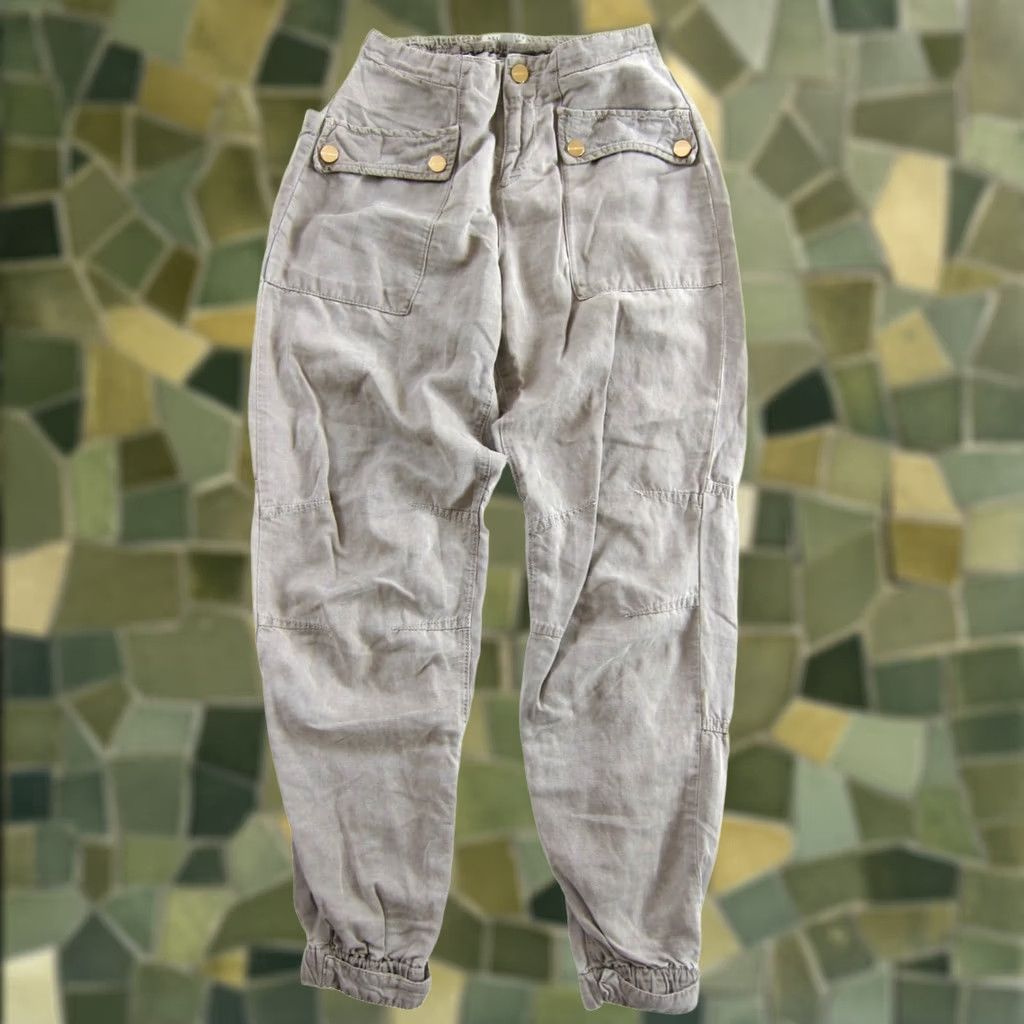Allsaints AllSaints Val Trouser Pant Women Beige Tencel Linen Patch Pocket Cargo Jogger 4 Size 27" / US 4 / IT 40 - 1 Thumbnail