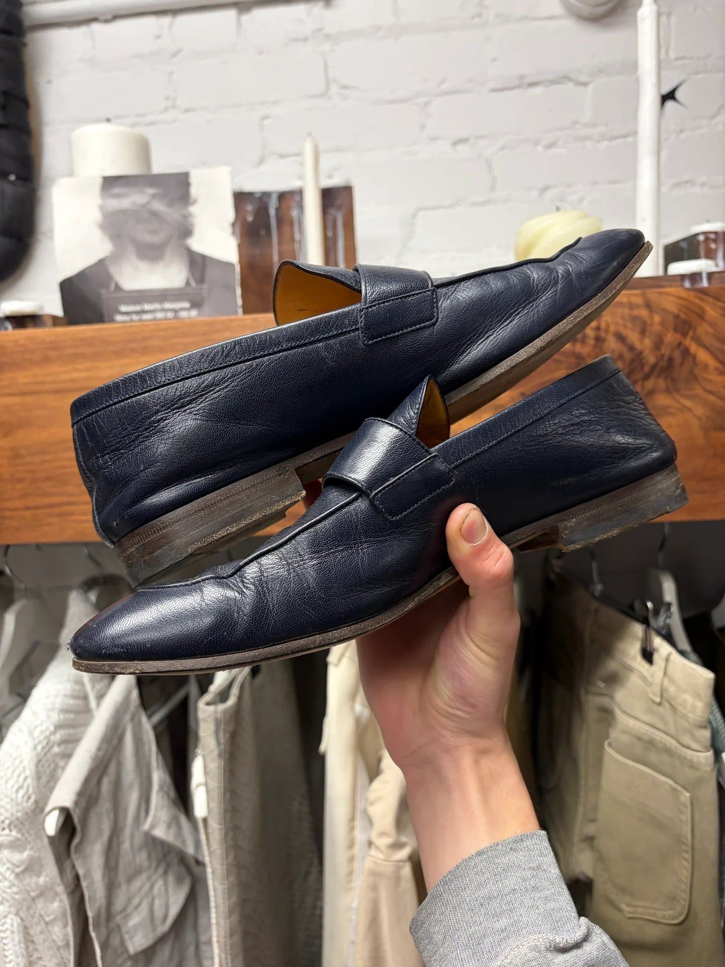 Gucci Gucci ‘Quentin’ Blue Leather Wood Sole Loafers Size US 8 / EU 41 - 3 Thumbnail