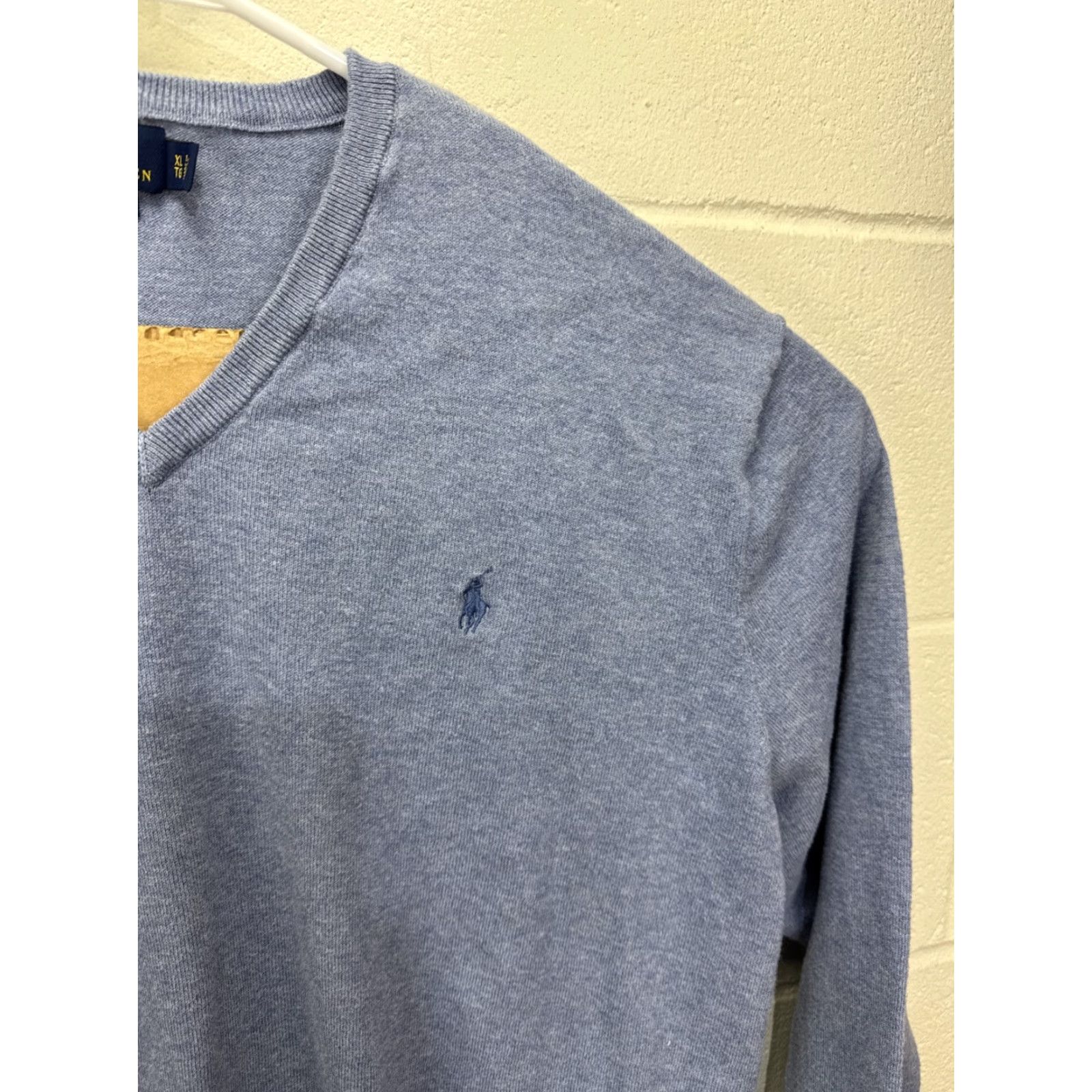 Polo Ralph Lauren VINTAGE Polo Ralph Lauren Sweater Mens XL Blue Cotton V-Neck Casual Preppy Knit Pullover Size US XL / EU 56 / 4 - 6 Thumbnail