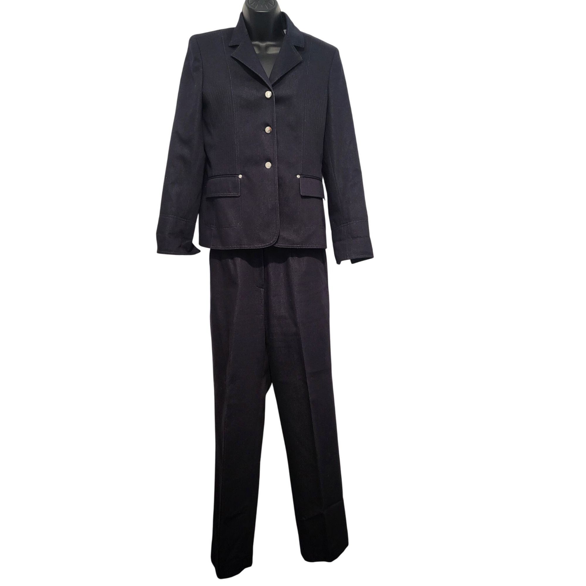 Kasper Vintage Kasper Pant Suit Women Sz 6 Black 3 Button Designer Size 28" / US 6 / IT 42 - 2 Thumbnail