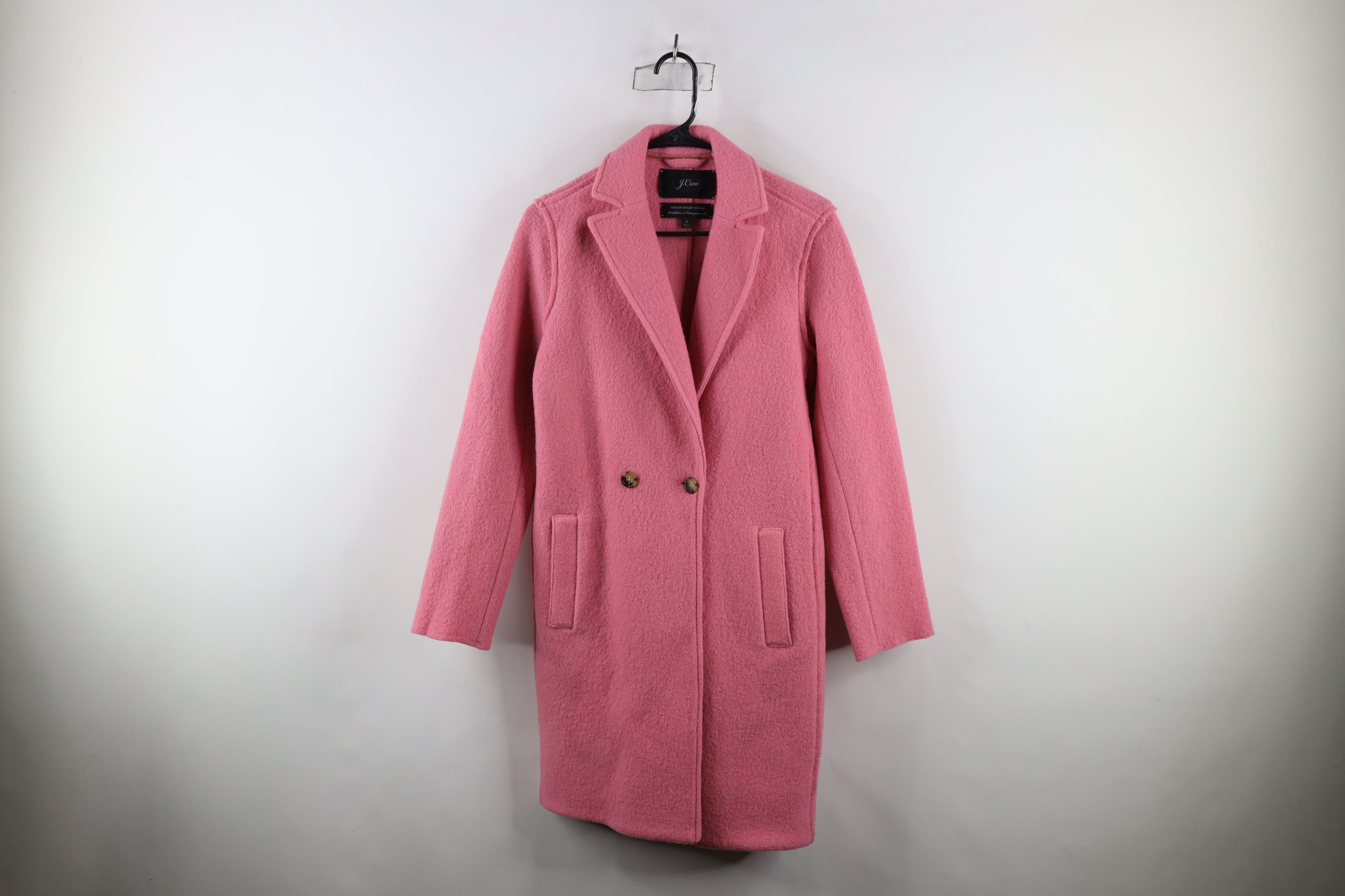 J Crew Italian Boiled Wool Daphne Topcoat Jacket Pink