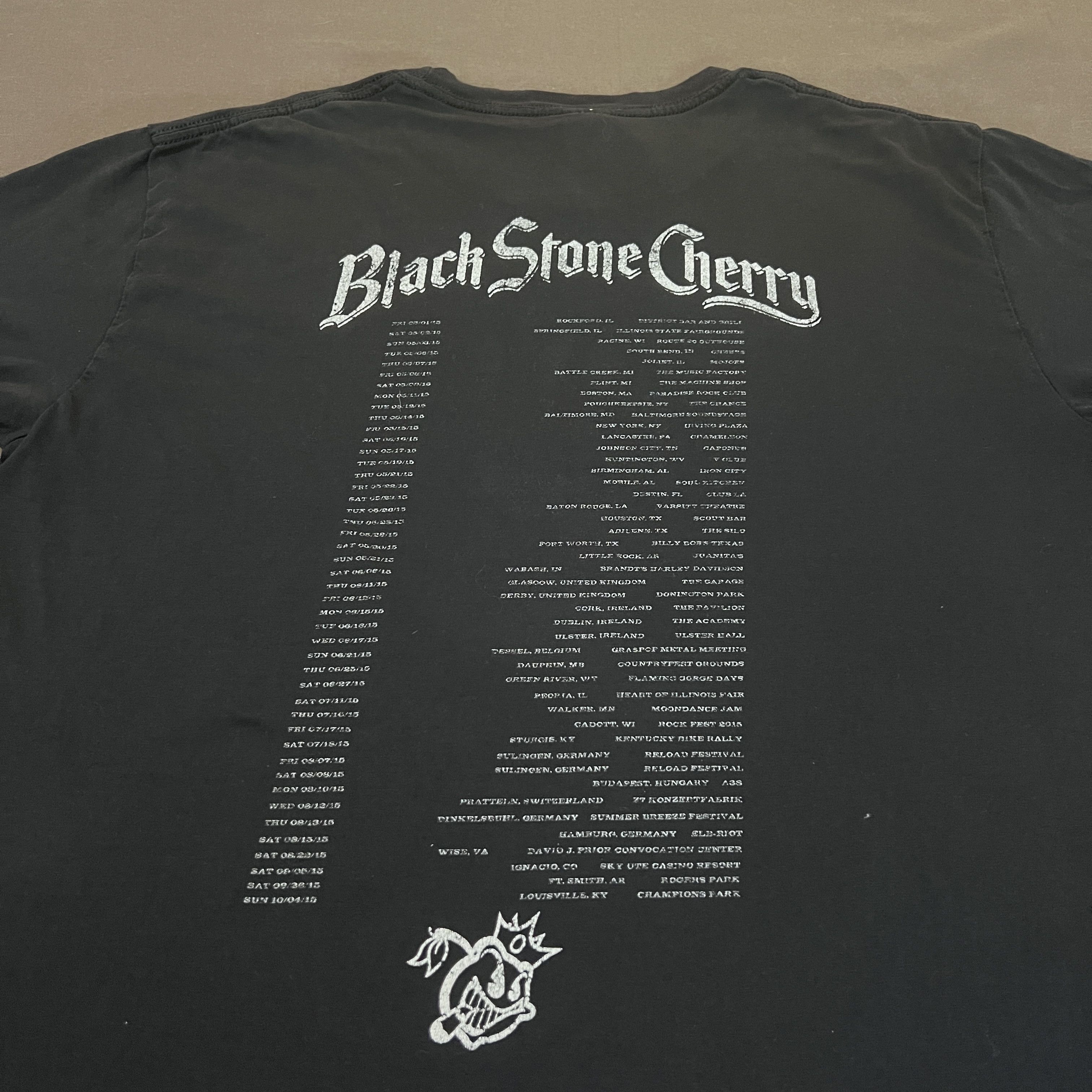 Band Tees 2015 Black Stone Cherry Tour Tee Distressed Faded Thrashed Size US L / EU 52-54 / 3 - 13 Thumbnail