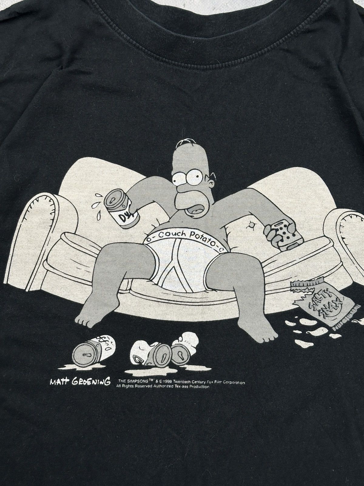 The Simpsons Vintage 1998 The Simpsons Homer Couch Potato Graphic T-Shirt Size US XXL / EU 58 / 5 - 6 Thumbnail