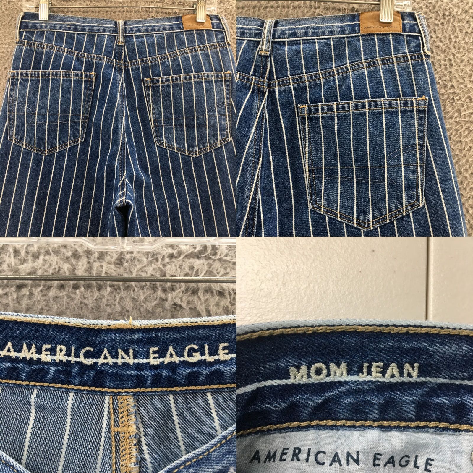 American Eagle Outfitters American Eagle Outfitters Mom Jeans Womens 6R Blue Denim Striped High Rise Jeans Size 28" / US 6 / IT 42 - 9 Thumbnail