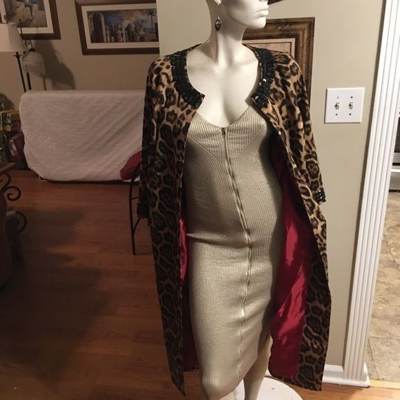 Vintage Newport News Women’s Jeweled Leopard Print 3/4 Sleeved Coat Size S / US 4 / IT 40 - 7 Thumbnail